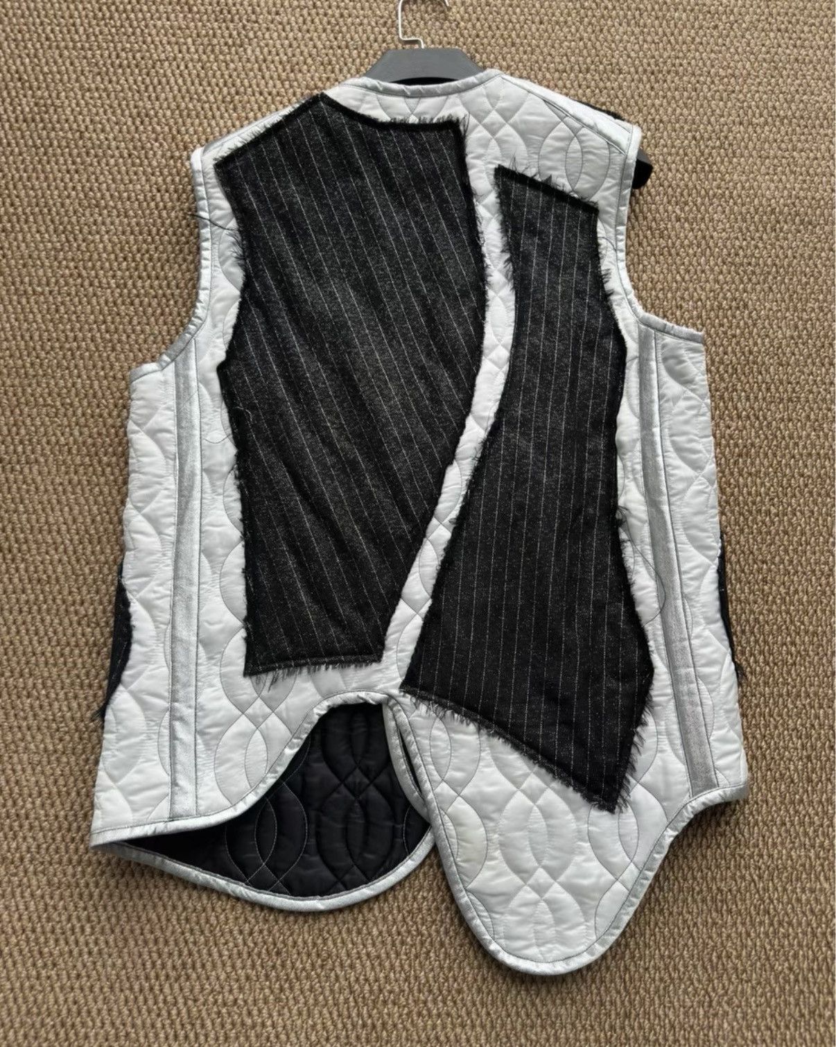 Sulvam Sulvam Silver-Black Panel Deconstructed Vest K23 Size US M / EU 48-50 / 2 - 5 Thumbnail