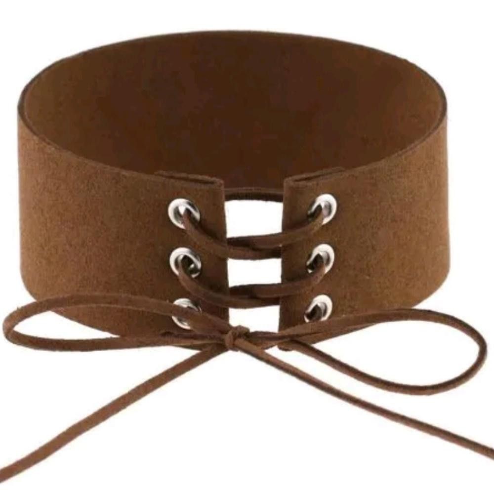 Designer Chocolate Laced Faux Leather Velvet BowKnot Choker Size ONE SIZE - 1 Thumbnail