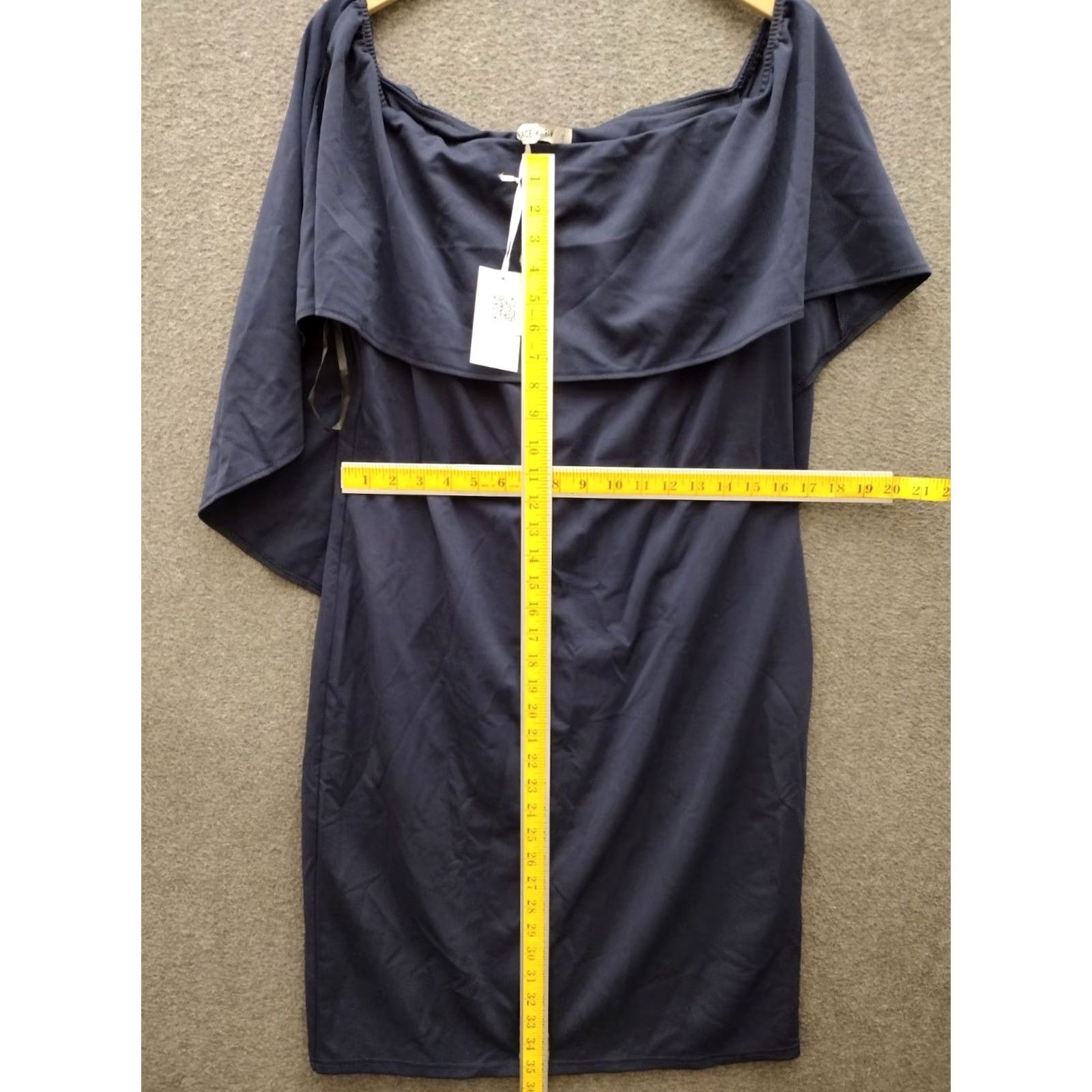 Vintage Grace Karin Knit Dress Women's 2XL Off Shoulder Batwing Cape Periwinkle Blue Dress Knee Length Plus Size Women Sleeveless Solid 2XL Blue Pants? Size XXL / US 16-18 / IT 52-54 - 4 Thumbnail