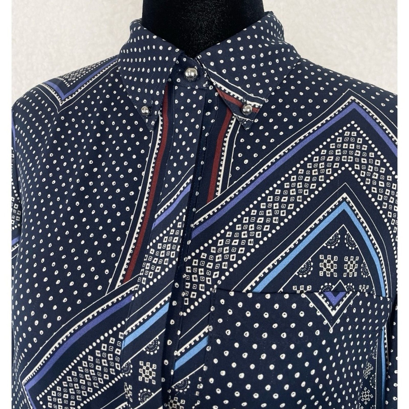 Derek Lam 10 Crosby DEREK LAM • 10 Crosby Bandana 100% Silk Button-Down Shirt Size XS / US 0-2 / IT 36-38 - 5 Thumbnail