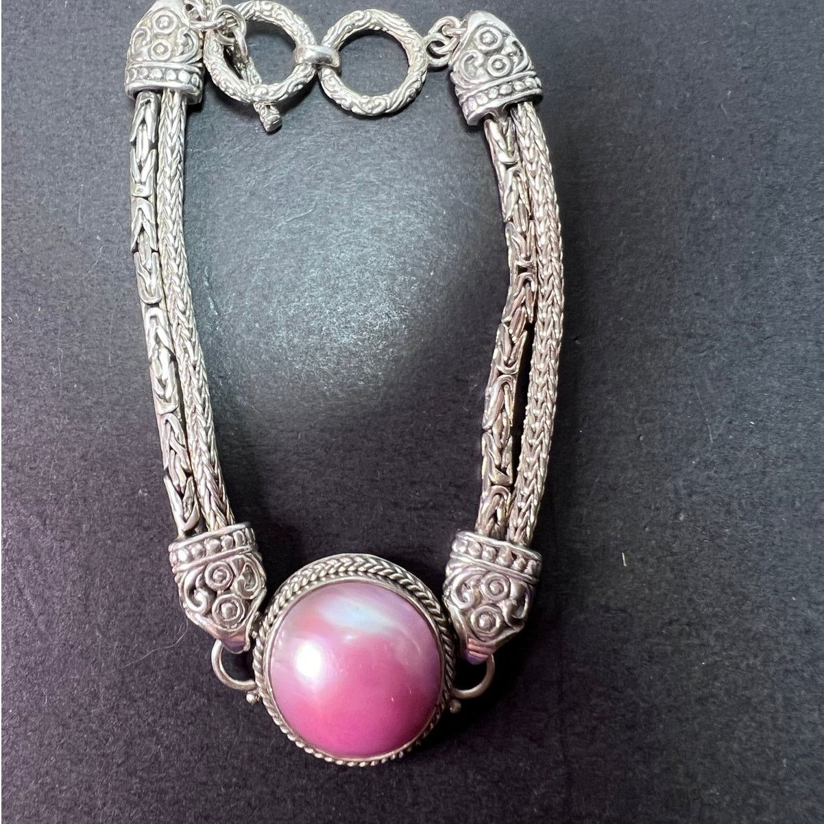 Other Bali sterling silver pink mabe pearl toggle clasp bracelet Size ONE SIZE - 1 Thumbnail