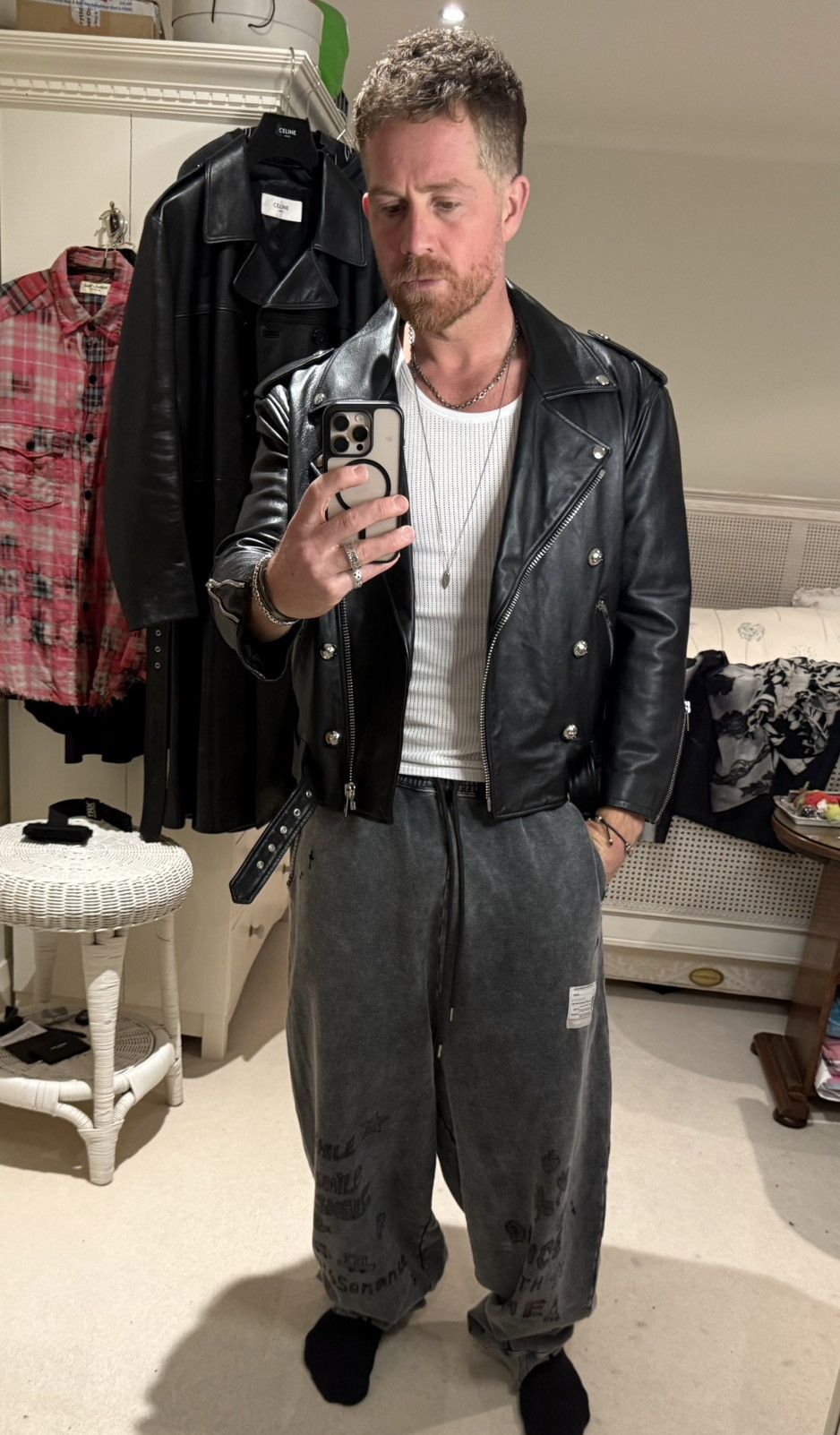 Celine $6.5k Celine Triomphe logo biker leather jacket Hedi Slimane Size US S / EU 44-46 / 1 - 6 Thumbnail