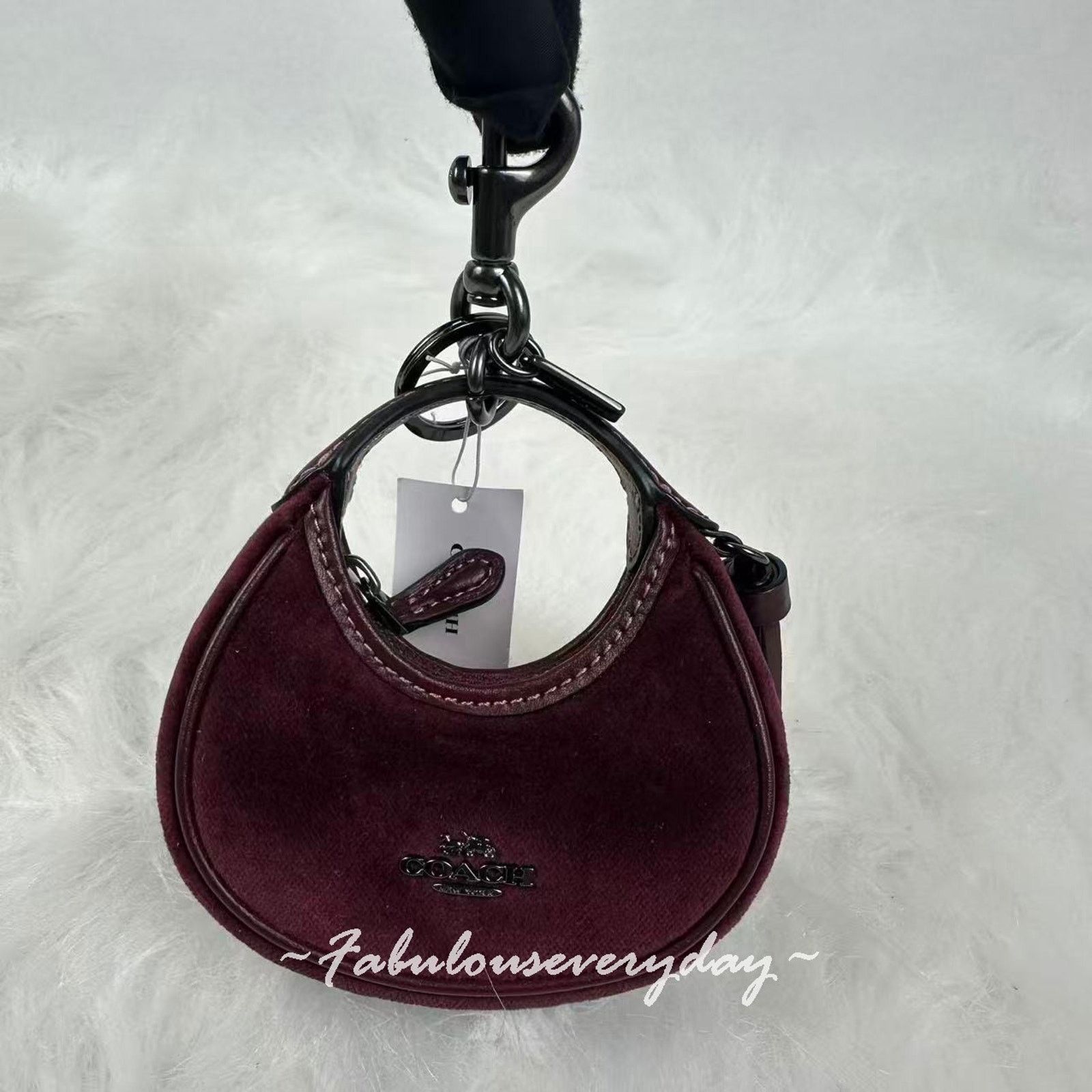 Coach Coach Mini Carmen Charm Keychain Velvet Gunmetal Burgundy Size ONE SIZE - 2 Thumbnail