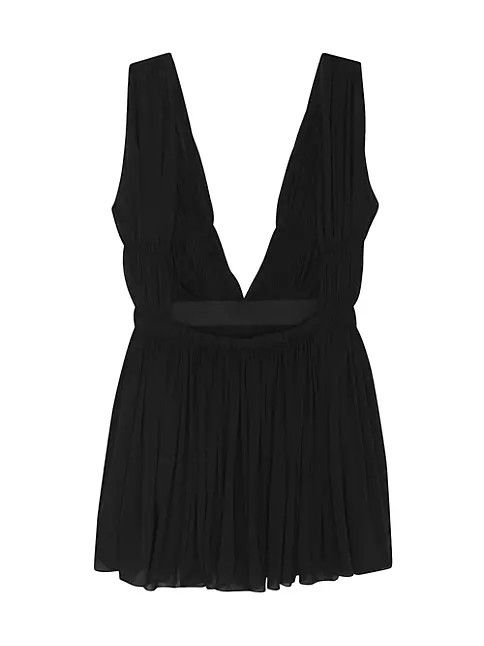 Saint Laurent Paris o1b1hav111224 Mini Dress in Jersey Voile in Noir Size M / US 6-8 / IT 42-44 - 2 Thumbnail
