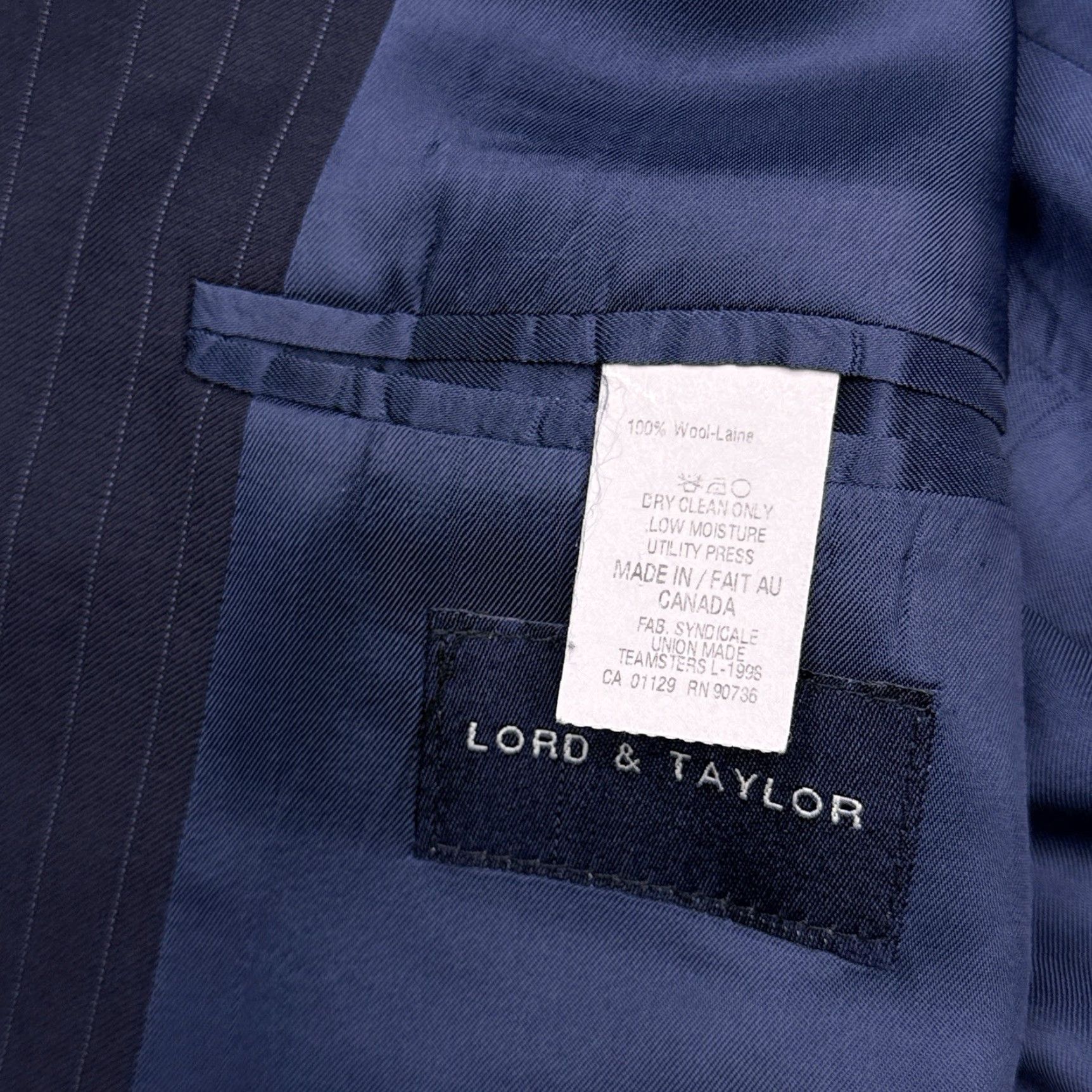 Ralph Lauren Lauren Ralph Lauren Suit Jacket Blazer Men 48 Long Navy Wool Striped Notch Lapel Two-Button Single-Breasted Dry Clean Only Size 48R - 7 Thumbnail