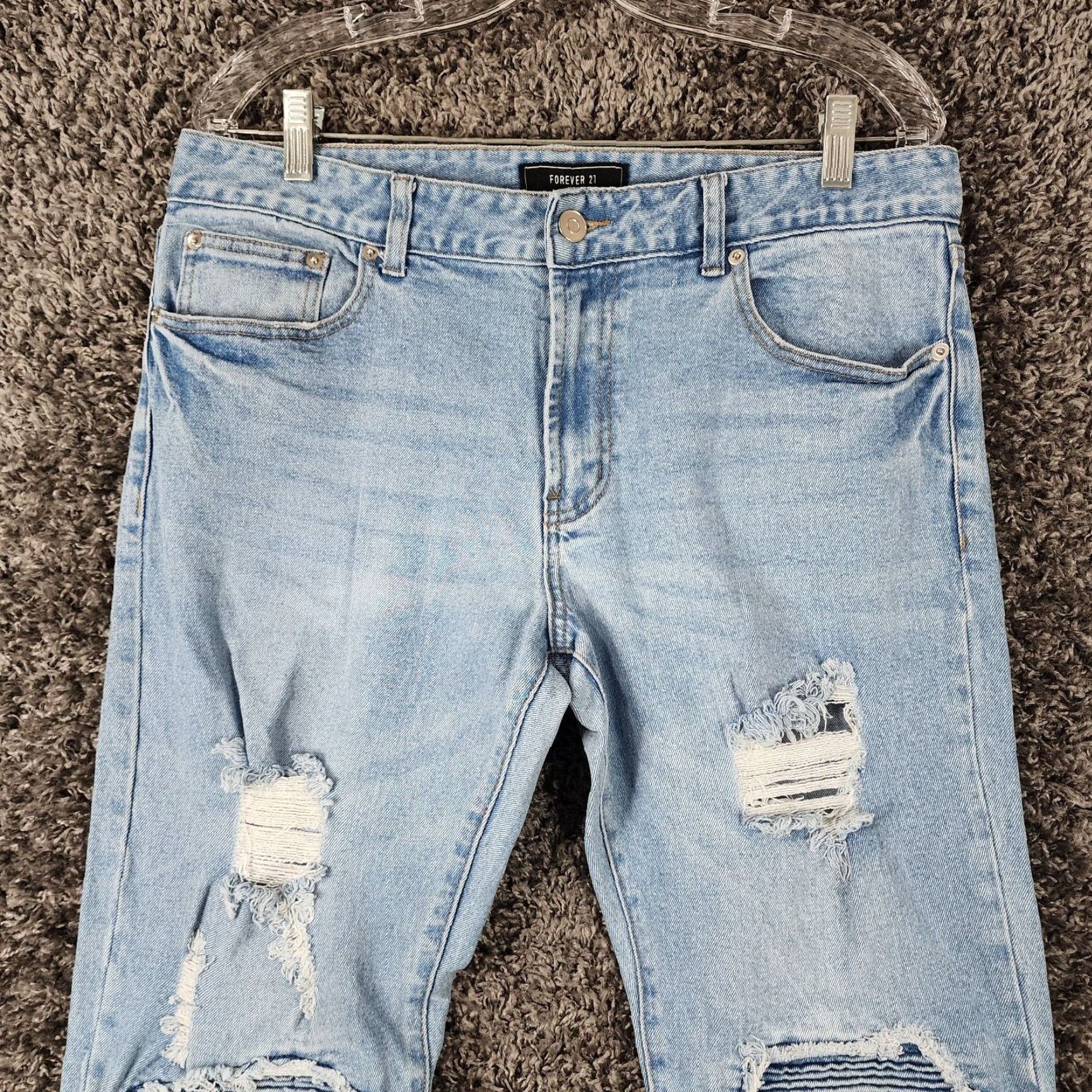 Forever 21 FOREVER 21 Jeans Men Distressed Skinny Fit Blue Size 34x32 Regular Size US 34 / EU 50 - 2 Thumbnail