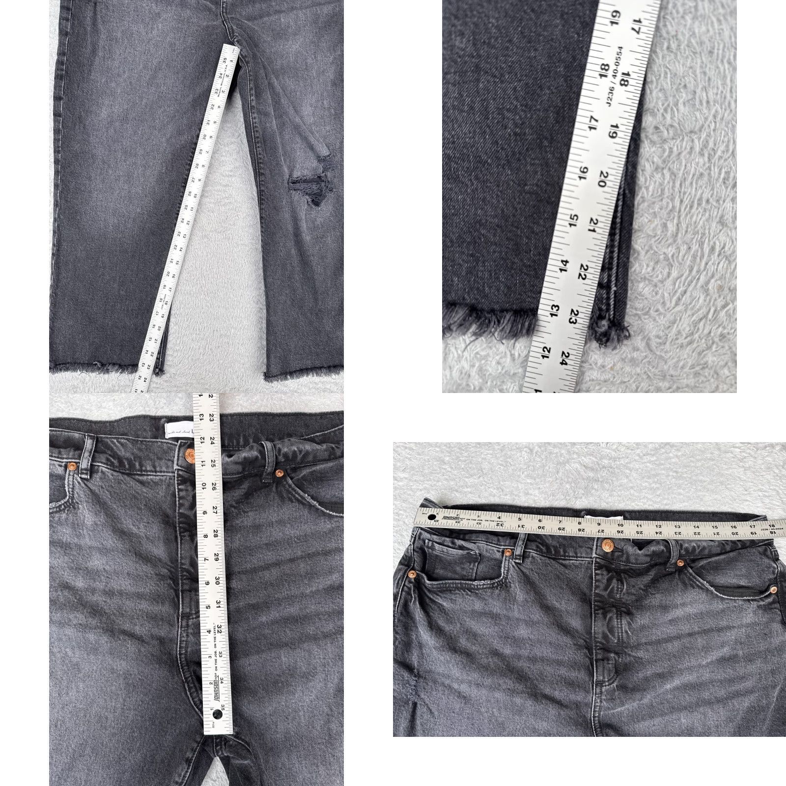 Loft LOFT Jeans Women Black 16 The Straight Crop Distressed High Rise 36x23 5-Pocket Denim Distressed Stretch Casual Modern Western 90s Love Mens? Size 38" / US 16 / IT 52 - 8 Thumbnail