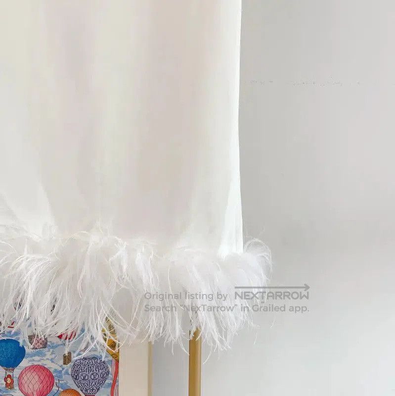 Miu Miu Miu Miu White Feather Hem Midi Skirt . Size 23" - 4 Thumbnail