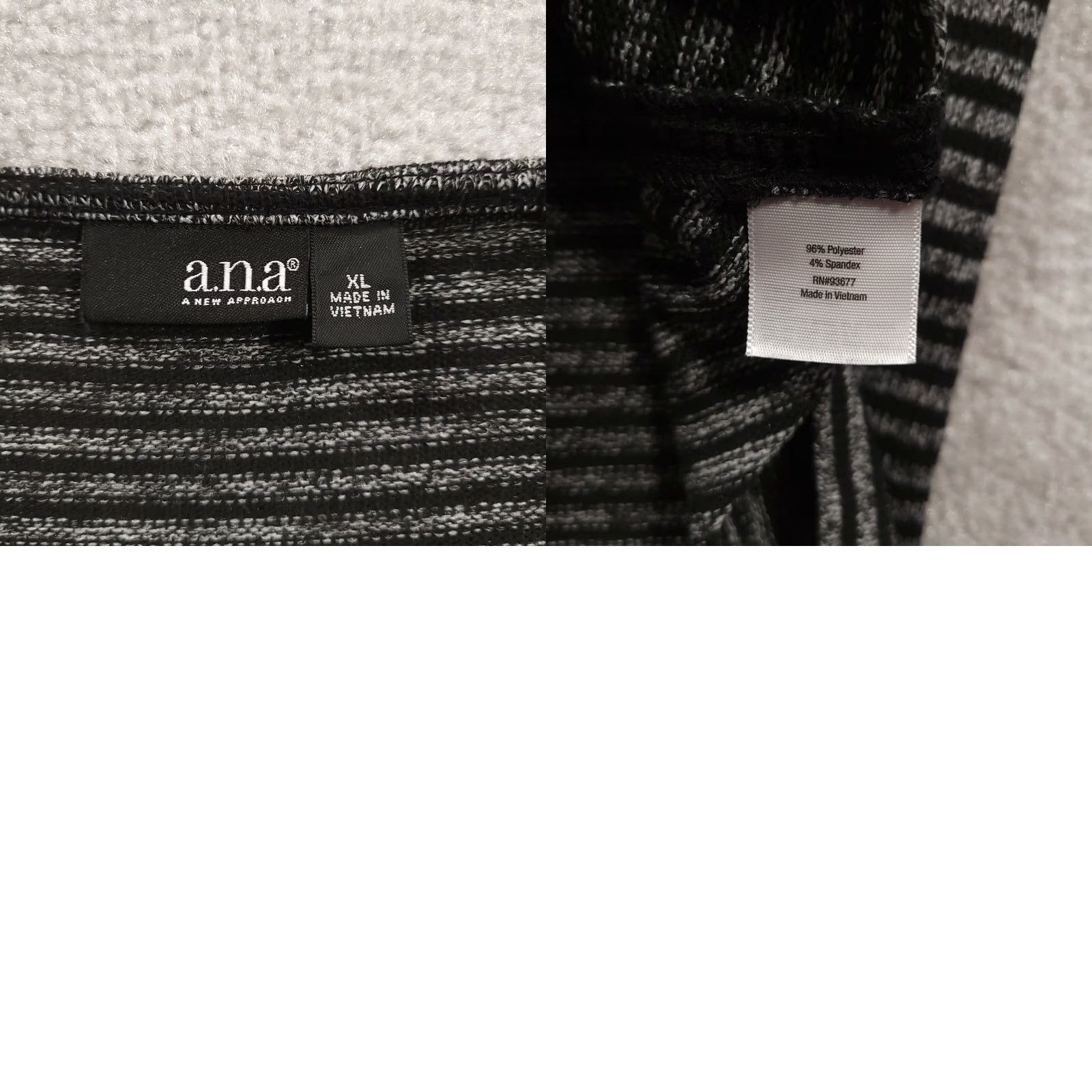 Vintage A.N.A Womens V-Neck 3/4 Sleeve Shirt Black Gray Striped Shirt L Womens Size L / US 10 / IT 46 - 8 Thumbnail