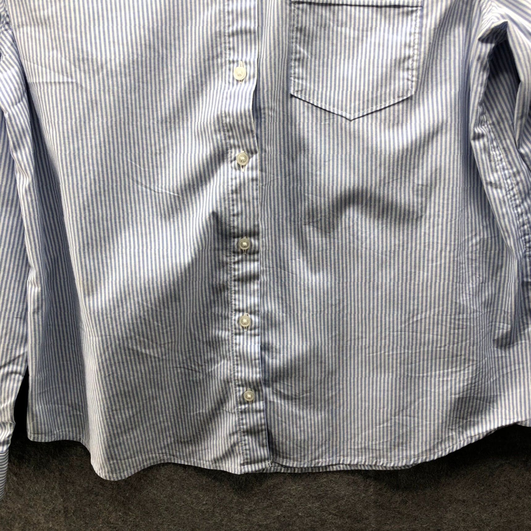 Banana Republic Banana Republic Quinn Boy Fit Shirt Womens S Blue Striped Long Sleeve Poplin Shirt Size S / US 4 / IT 40 - 7 Thumbnail