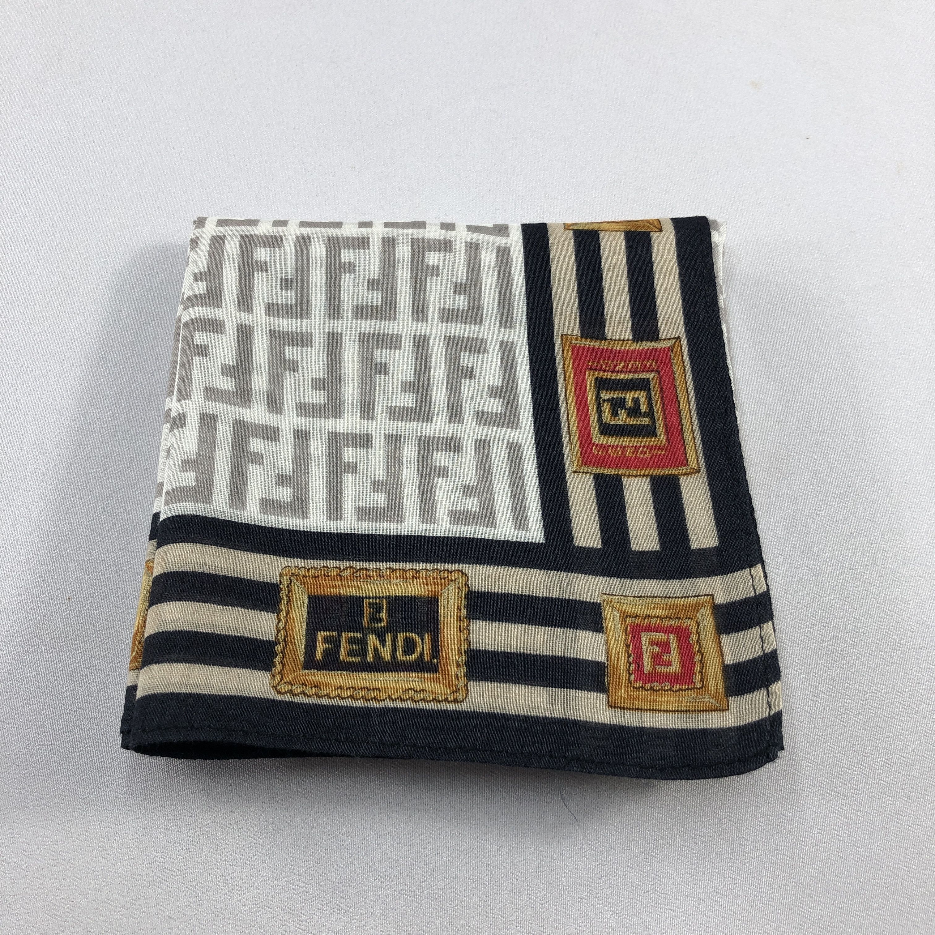 Japanese Brand Fendi Monogram FF Handkerchief Neckerchief Bandana H2982 Size ONE SIZE - 6 Thumbnail