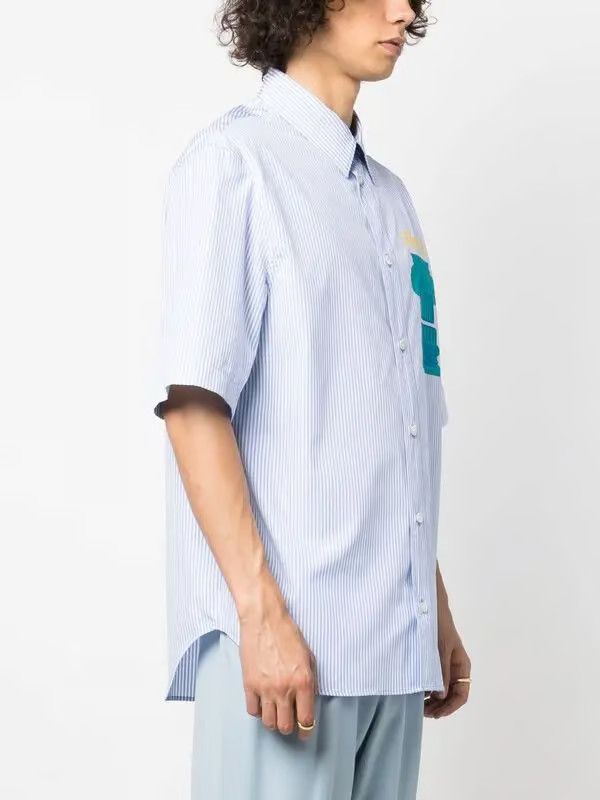 Versace o1y0525 Logo Striped Shirt in Sky Blue Size US M / EU 48-50 / 2 - 3 Thumbnail