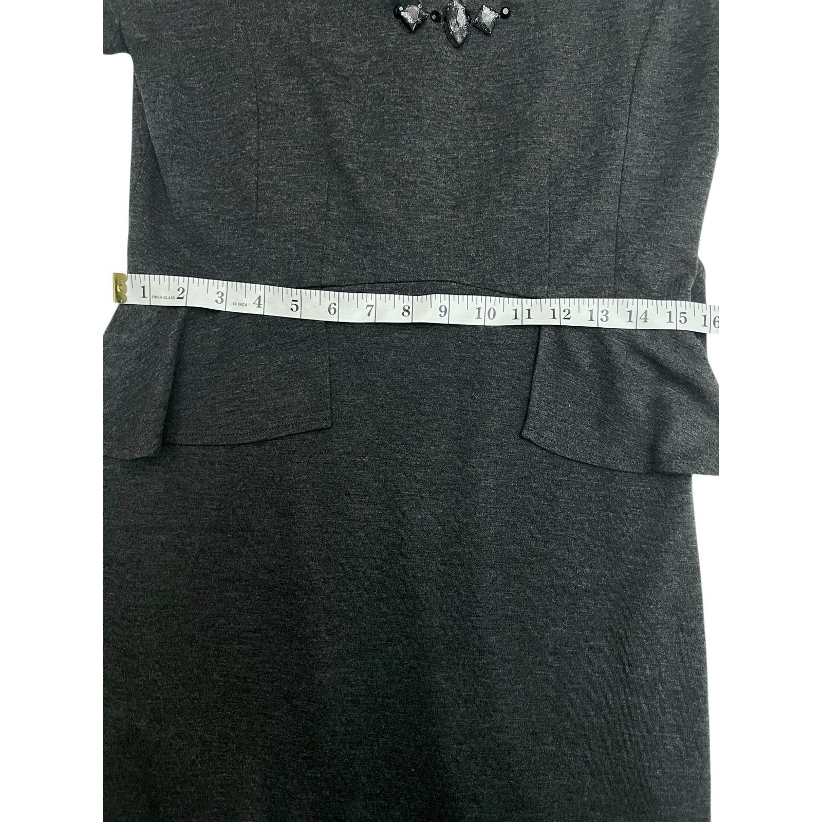 Other Danny & Nicole Charcoal Gray Peplum Dress - Size 12 Size XL / US 12-14 / IT 48-50 - 16 Thumbnail