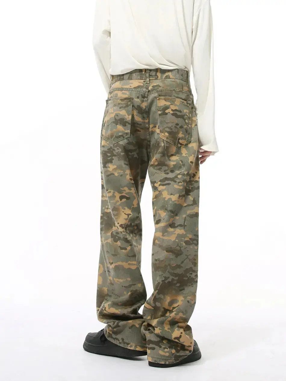 Japanese Brand Retro camouflage straight leg wide leg jeans Size US 32 / EU 48 - 2 Thumbnail