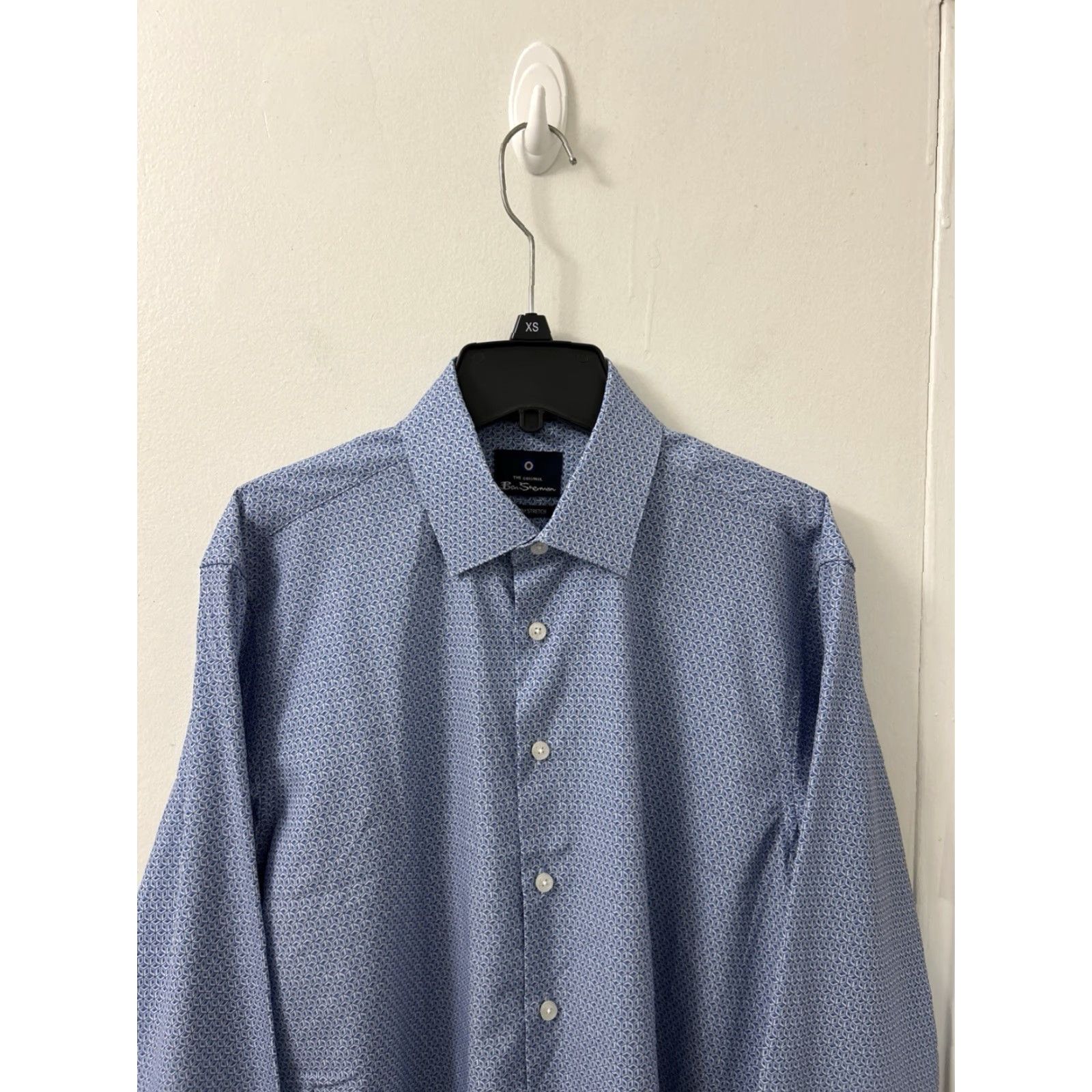 Ben Sherman Ben Sherman Shirt Mens M Blue Geometric Slim Fit Button Down L/S Size US M / EU 48-50 / 2 - 2 Thumbnail