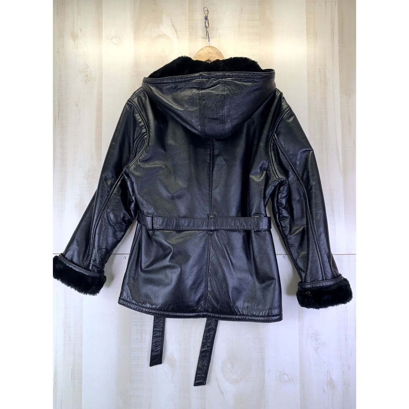 Vintage VINTAGE Wilsons Leather Leather Jacket Hooded Womens Large Black Faux Fur Lined Mid-Length Size L / US 10 / IT 46 - 7 Thumbnail