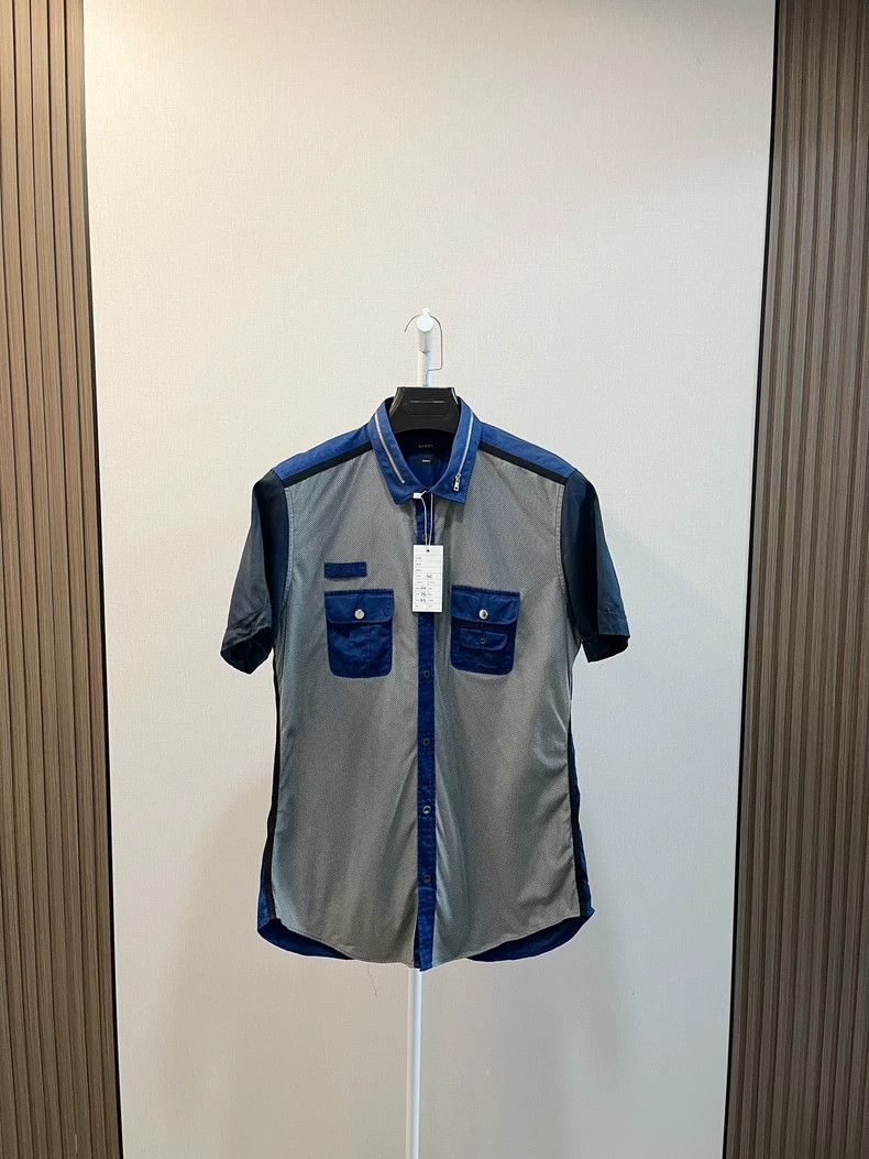 Gucci Gucci Blue and gray pocket letter Logo short-sleeved shirt Size US XS / EU 42 / 0 - 1 Thumbnail