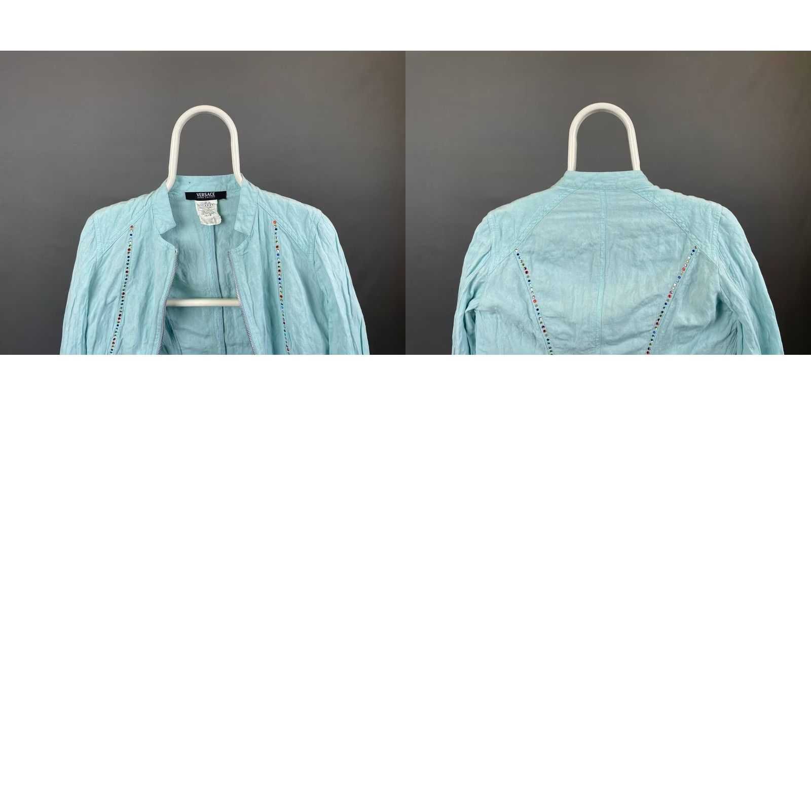 Versace Versace Jacket Womens S Blue Jeans Couture Cropped Size Viscose Long Sleeve Size S / US 4 / IT 40 - 9 Thumbnail
