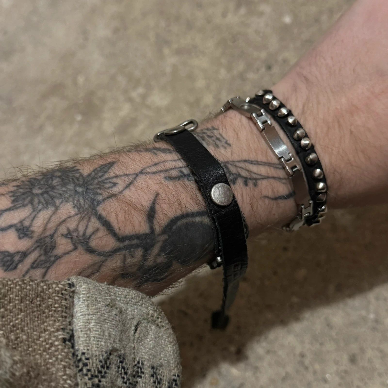 Goti Goti Silver leather ancient braclet Size ONE SIZE - 3 Thumbnail