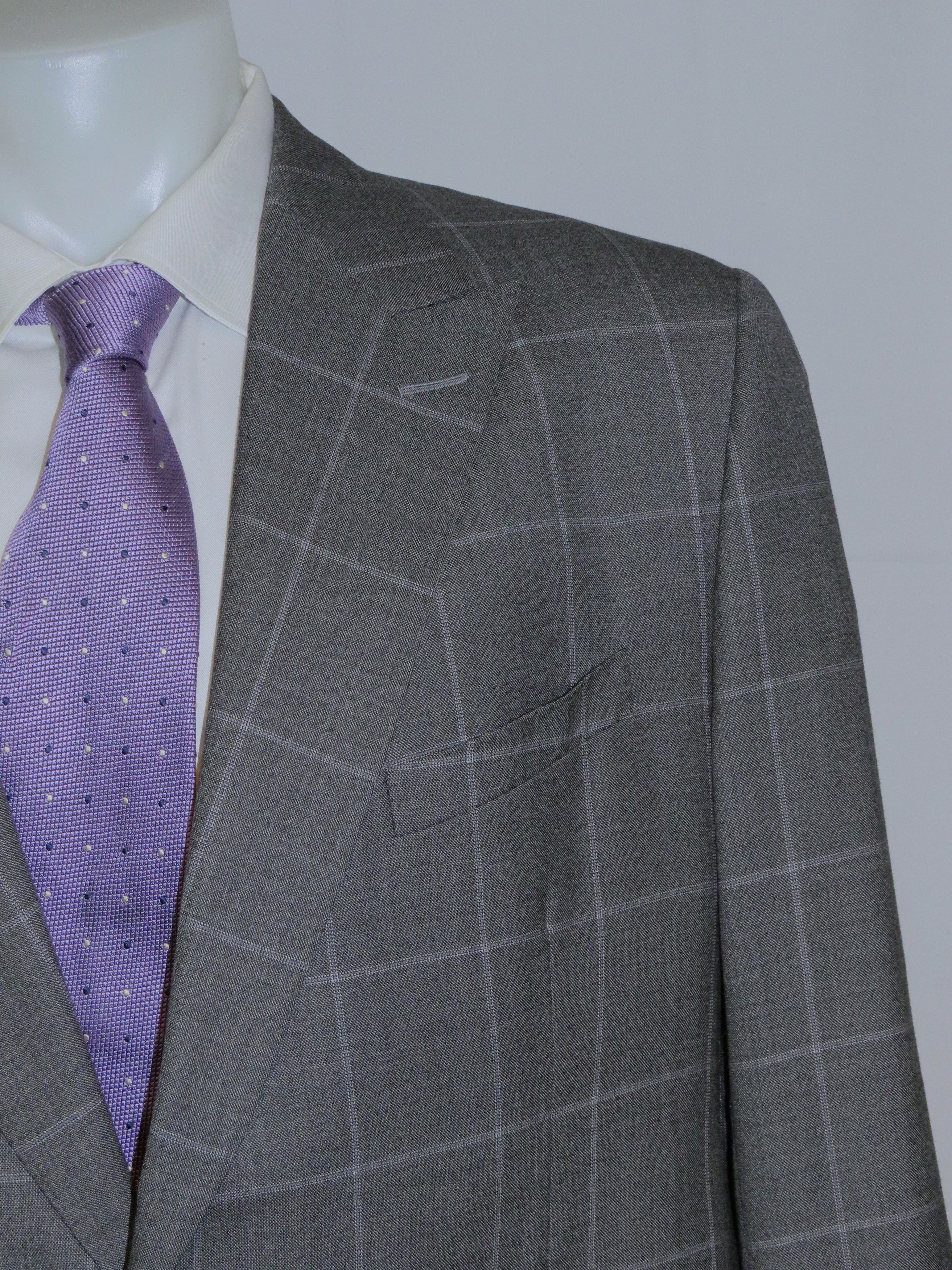 Alan Flusser Gray Windowpane Two Button Suit 42L Size 42L - 5 Thumbnail