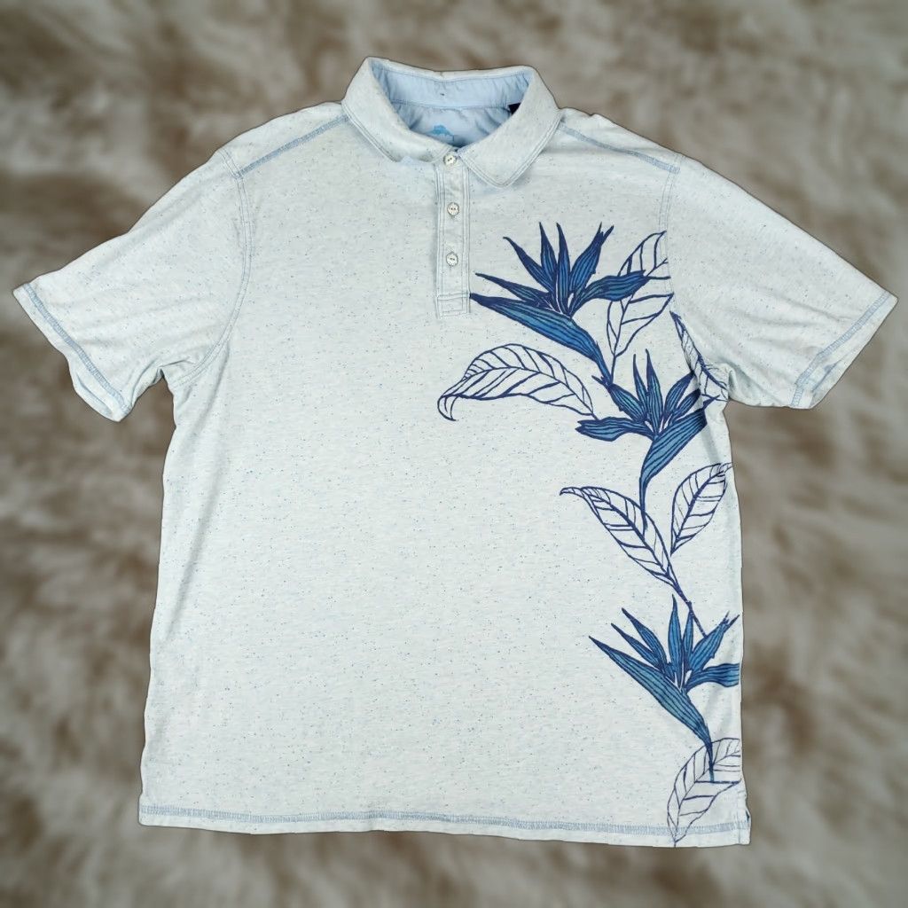 Tommy Bahama Tommy Bahama Polo Shirt Mens Large Blue Floral Short Sleeve Casual Size US L / EU 52-54 / 3 - 1 Thumbnail
