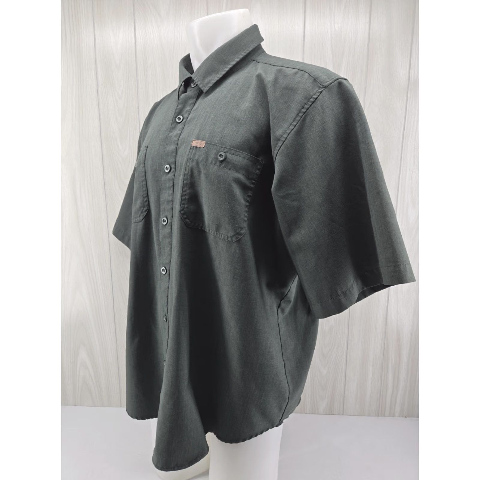 Orvis Orvis Short Sleeve Shirt Button Up Mens 2XL Polyester Hiking Fishing Outdoors Green Solid Size US XXL / EU 58 / 5 - 3 Thumbnail