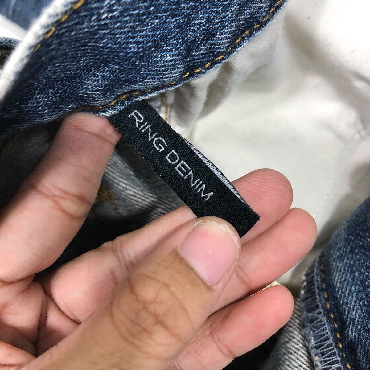 Japanese Brand Ring Denim Dark Wash Straight Leg Jeans Faded Size US 30 / EU 46 - 21 Thumbnail
