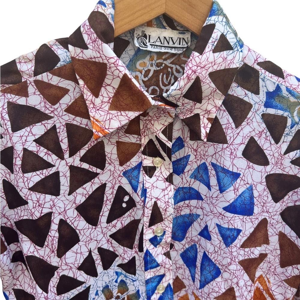 Lanvin Lanvin Vintage Geometric Print Button Down Shirt Size Small Size S / US 4 / IT 40 - 2 Thumbnail