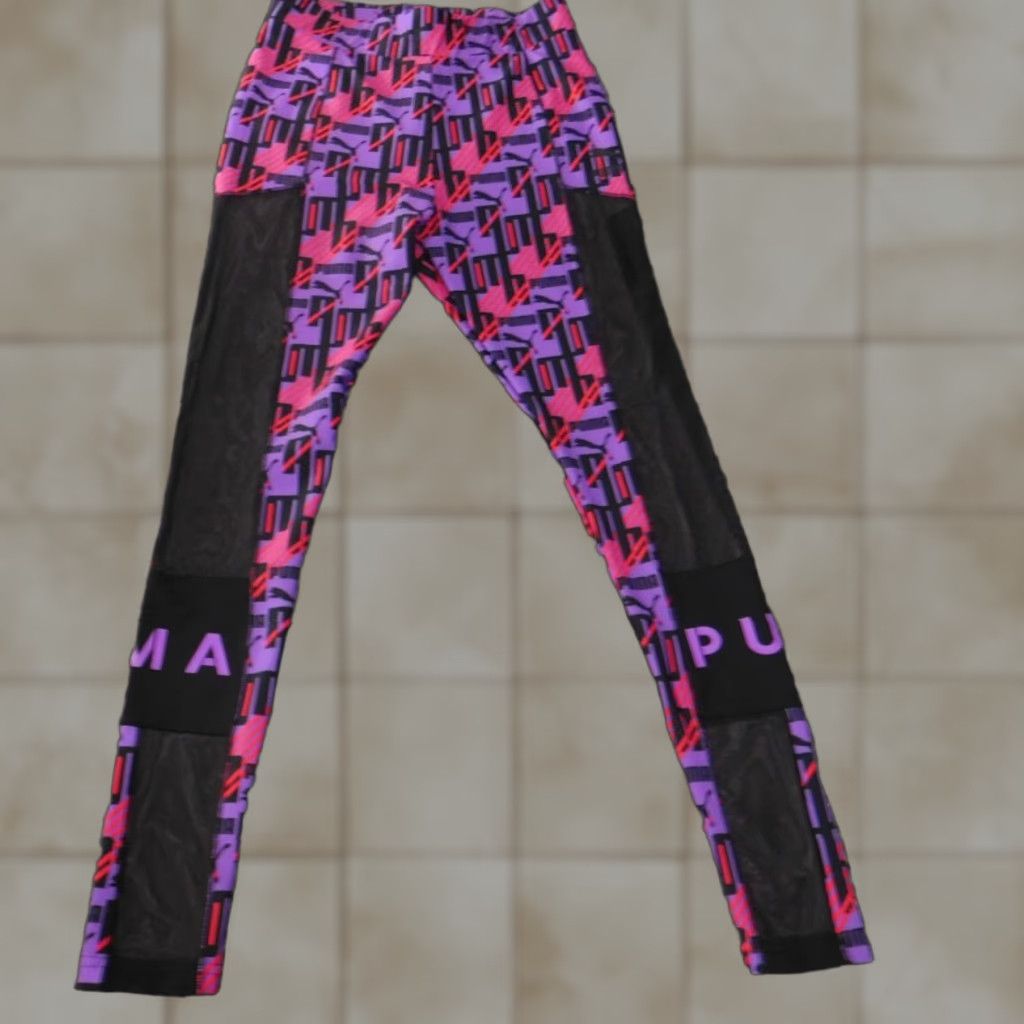 Puma PUMA Leggings Women Small Purple XTG Stretch Performance Active Running & Jogging Athletic Compression Knit Straight Inseam 27 in Stars Size 42" / US 20 - 1 Thumbnail