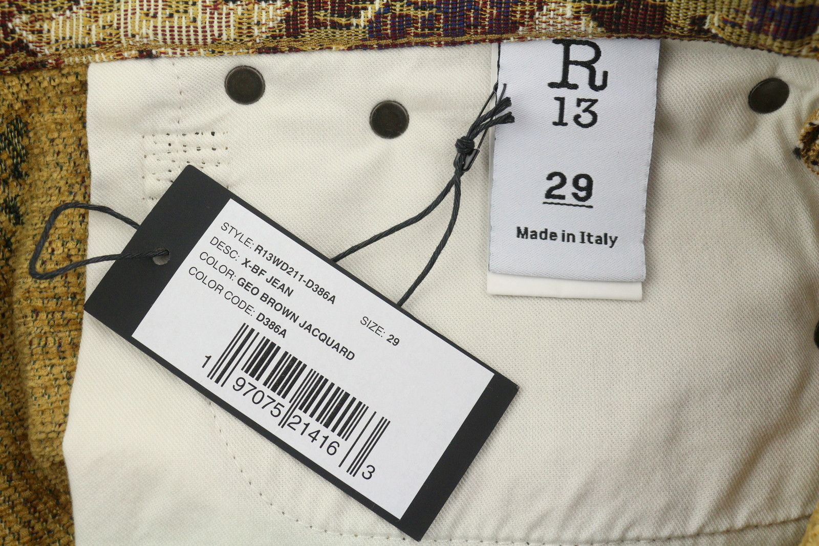 R13 X-BF 29 Geo Brown Jacquard Cropped PS26 88276 Size 29" - 8 Thumbnail