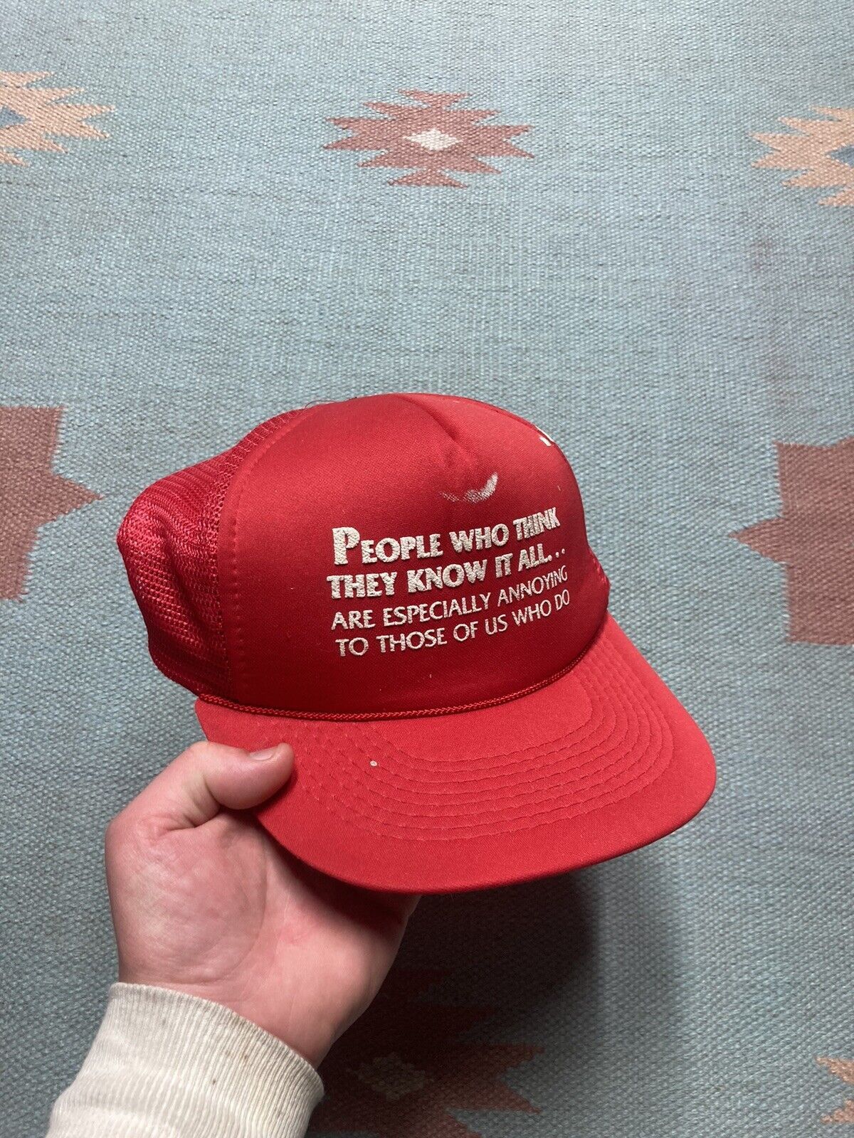 Vintage trucker hat people who think they know it all novelty funny Size ONE SIZE - 1 Thumbnail