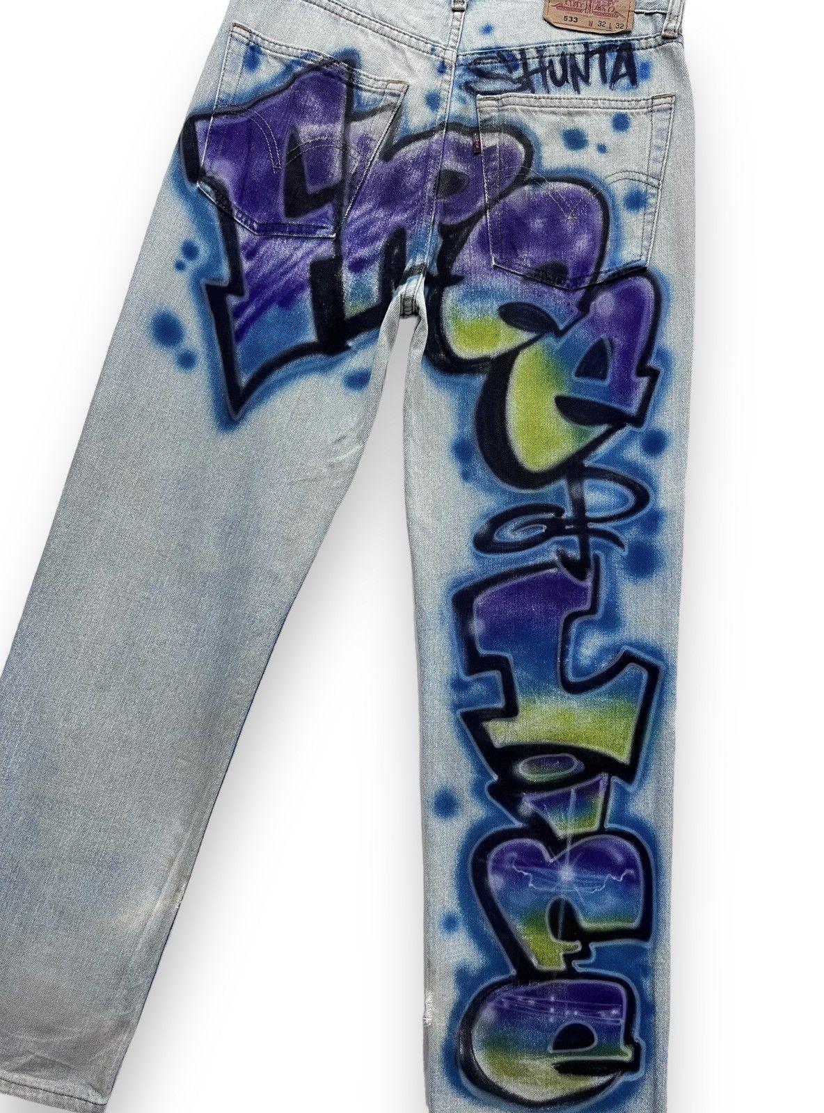 Vintage Levi’s 533 Custom Graffiti Art Mud Wash Rusty Denim