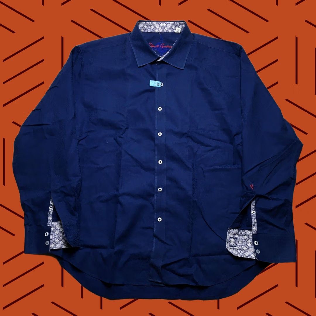 Robert Graham Robert Graham Shirt Mens 3XL Blue Classic Fit Skull Cuff Cotton Dress Shirt Size 48R - 1 Thumbnail