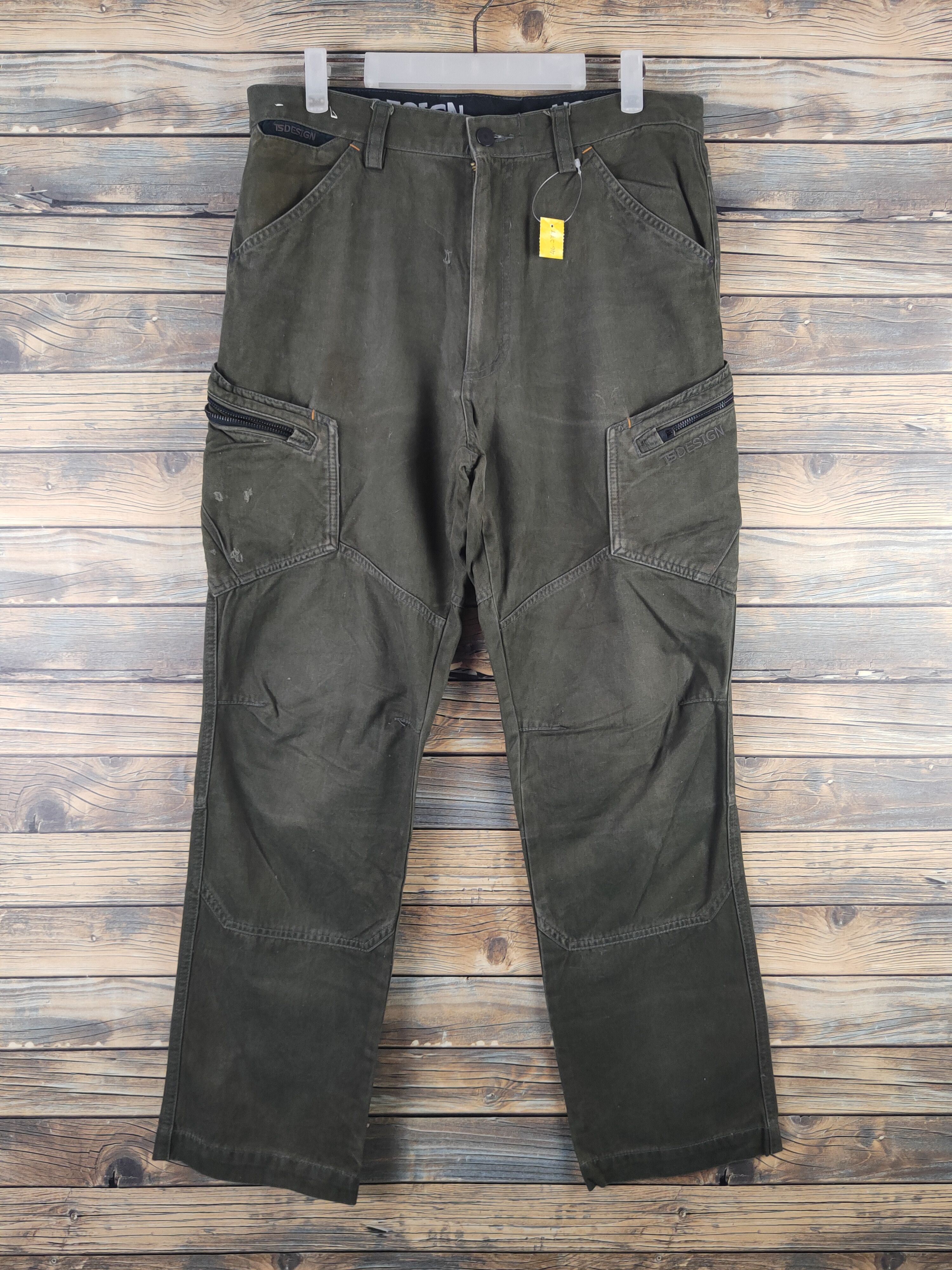 Japanese Brand DL TS Design Dark Olive Multipocket Cargo Pants #46-277T Size US 33 - 1 Thumbnail