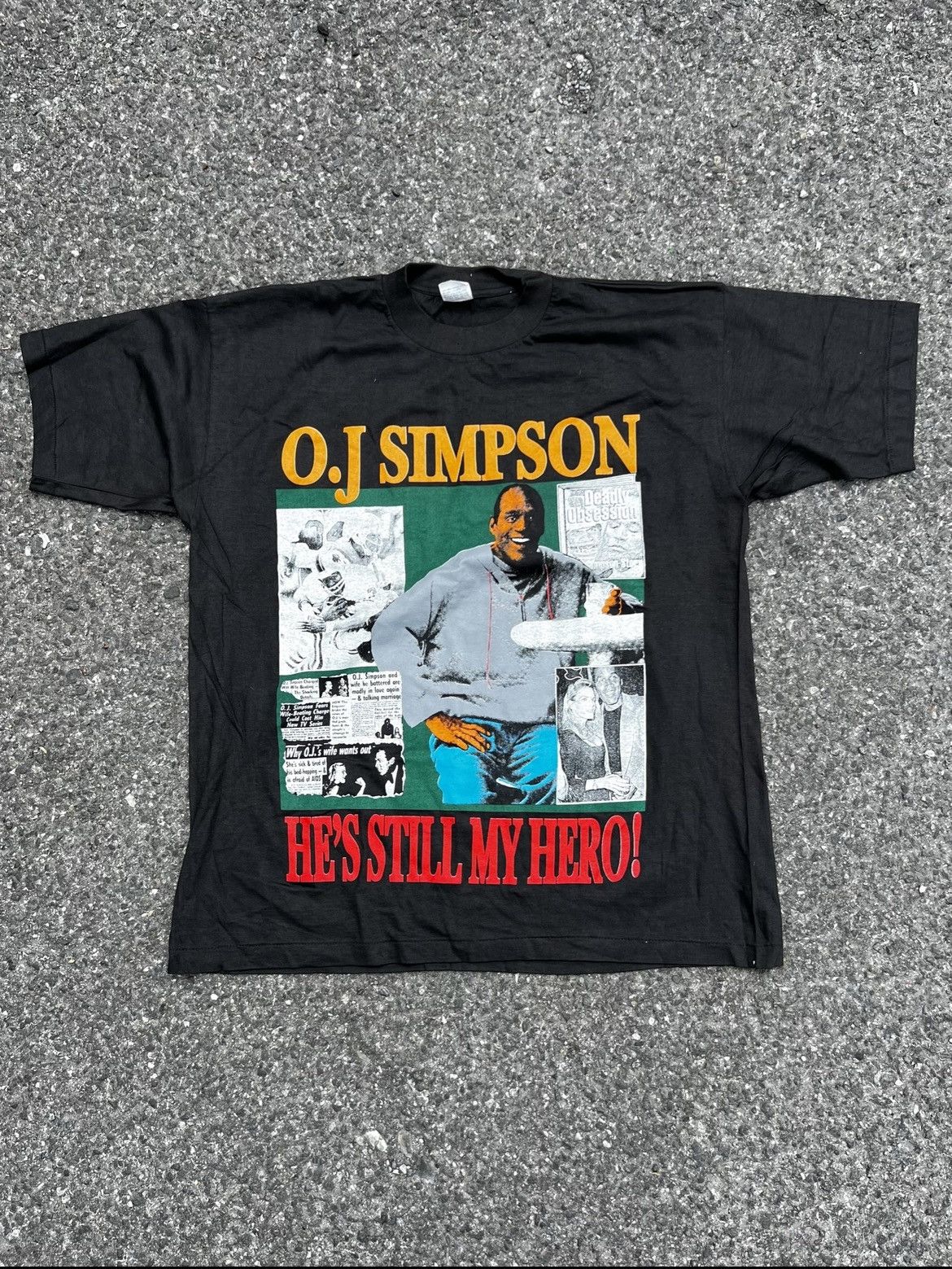 Image of Rap Tees x Vintage Oj Simpson Free The Juice Shirt 90's Single Stitch in Black, Men's (Size XL)