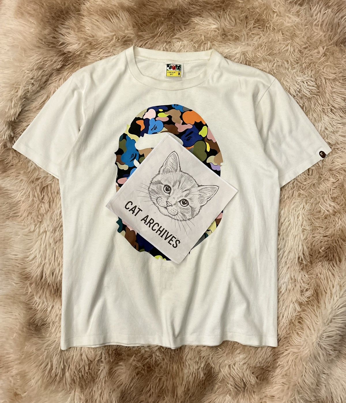 Bape BAPE MULTICOLOURED BIG BOTH SIDES HEAD LOGO TEE Size US M / EU 48-50 / 2 - 16 Thumbnail