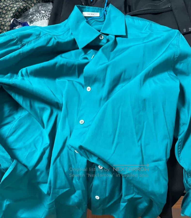 The row Bright Blue Shirt