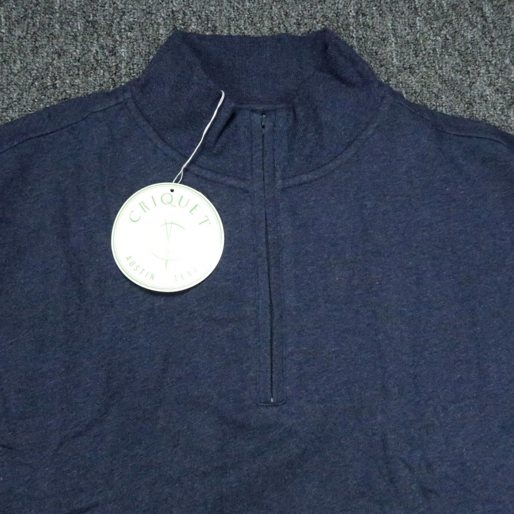 Vintage Criquet Mens XL Blue Quarter Zip Cotton Mock Neck Sweater Size US XL / EU 56 / 4 - 2 Thumbnail