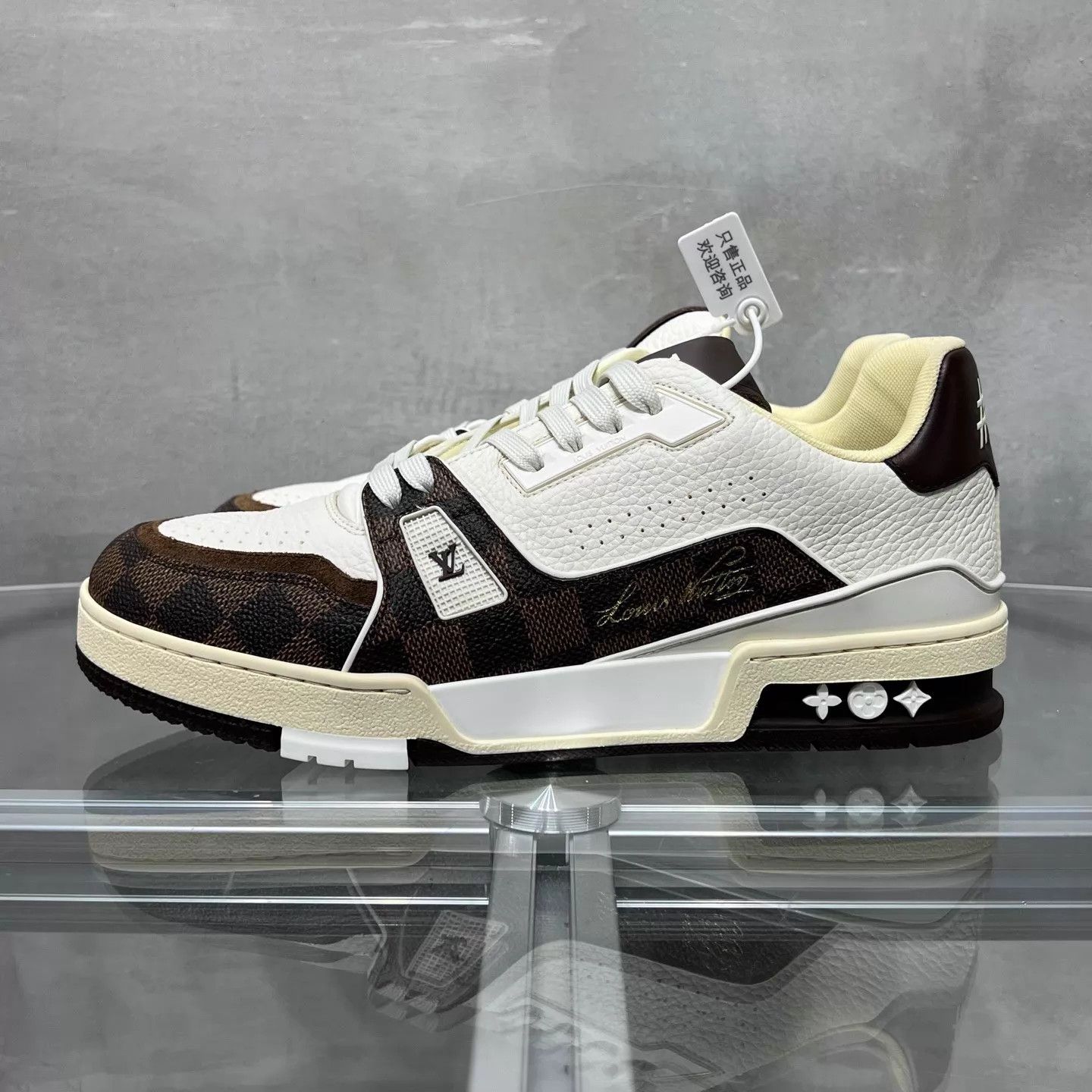 Louis Vuitton LV Trainer White & Brown UK6.5/40.5 YH26121 Size US 7.5 / EU 40-41 - 3 Thumbnail