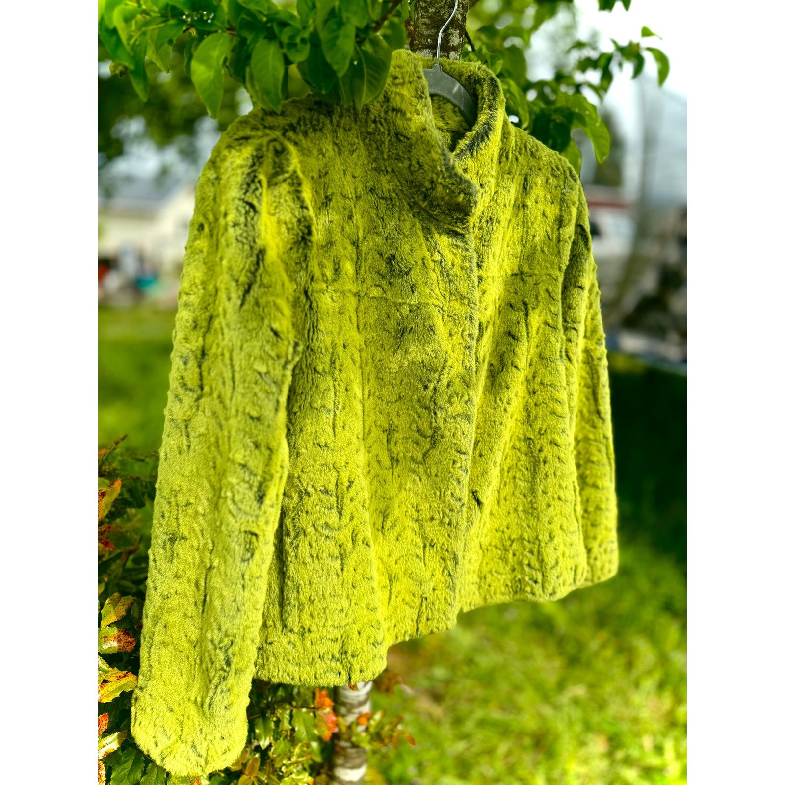 Vintage Vtg Y2K Green Faux Fur Coat Size S / US 4 / IT 40 - 5 Thumbnail