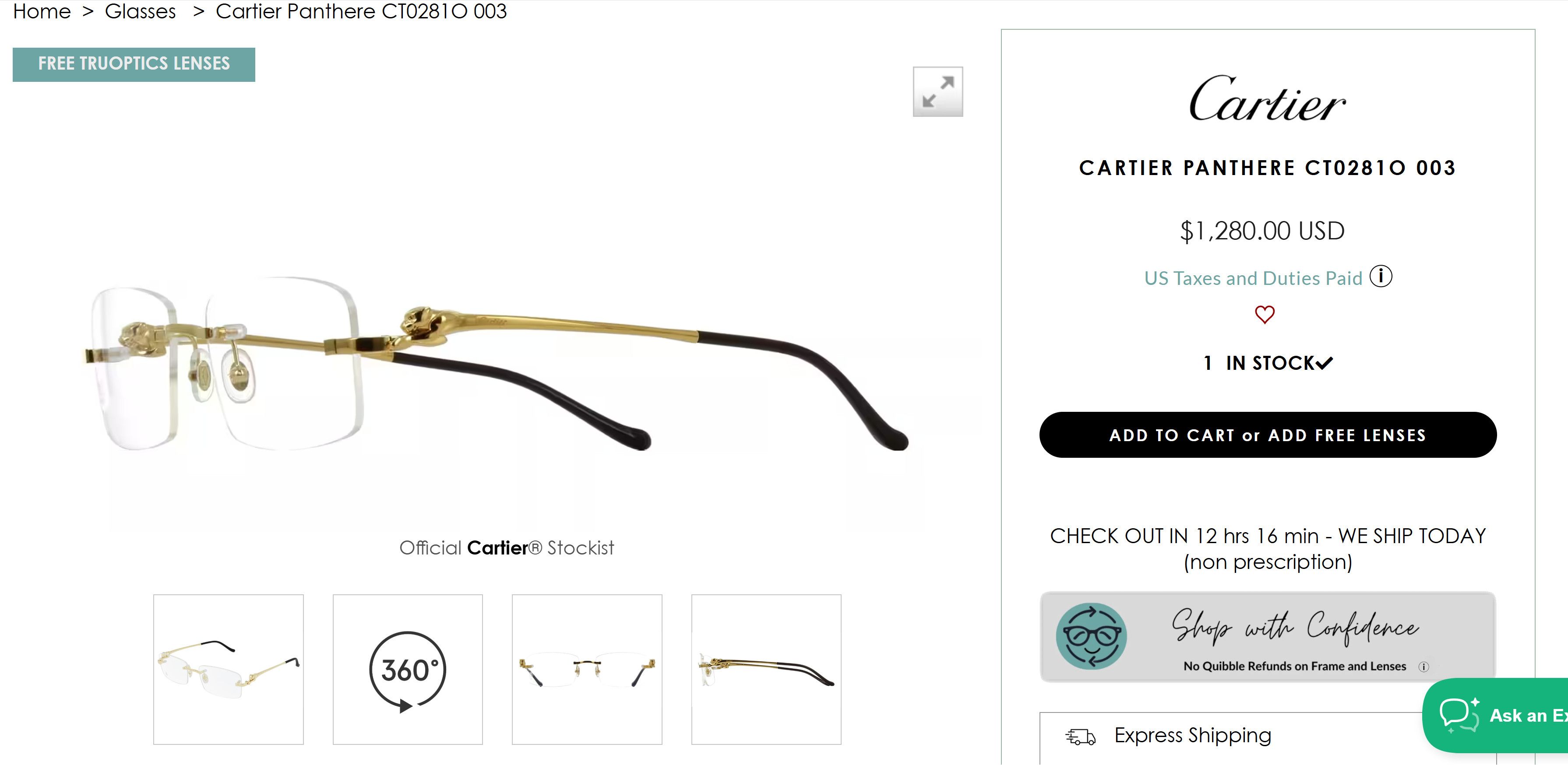 Cartier Authentic Cartier Silver Panthere Glasses CT02810 Size ONE SIZE - 14 Thumbnail