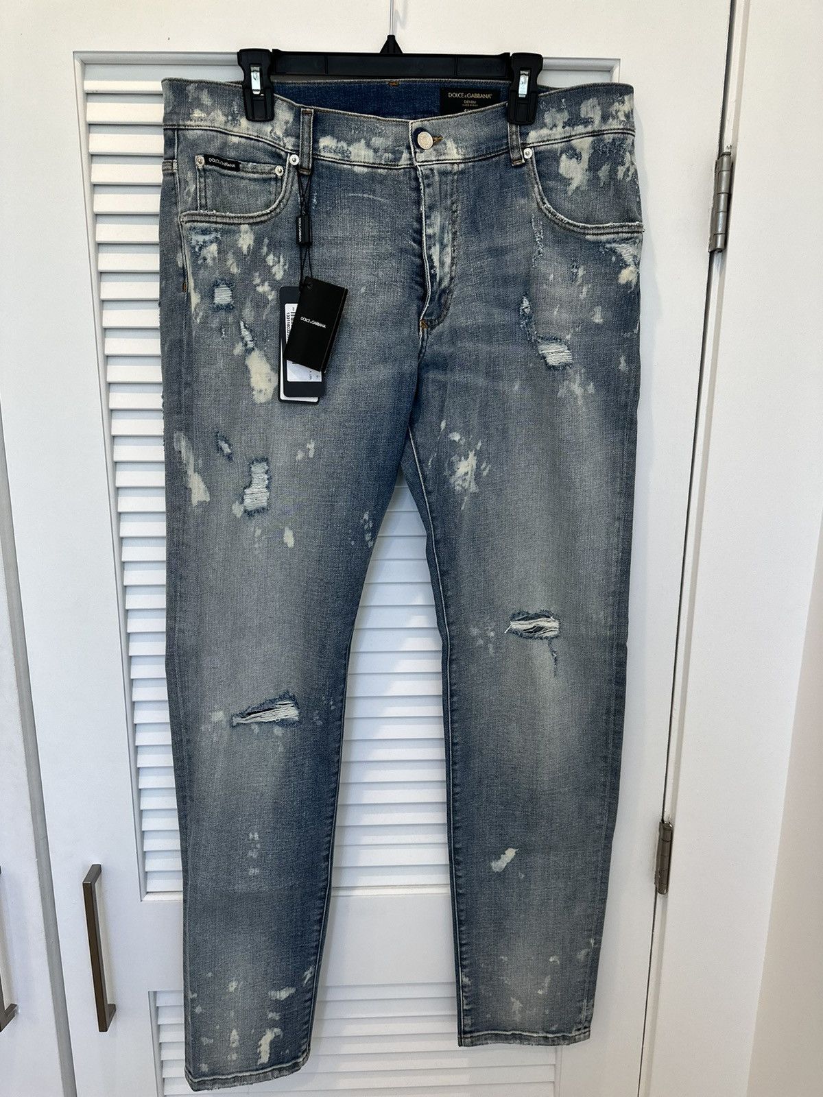 Dolce & Gabbana Dolce & Gabbana Dark Wash Distressed Slim Fit Blue Jeans Size US 44 / EU 60 - 2 Thumbnail