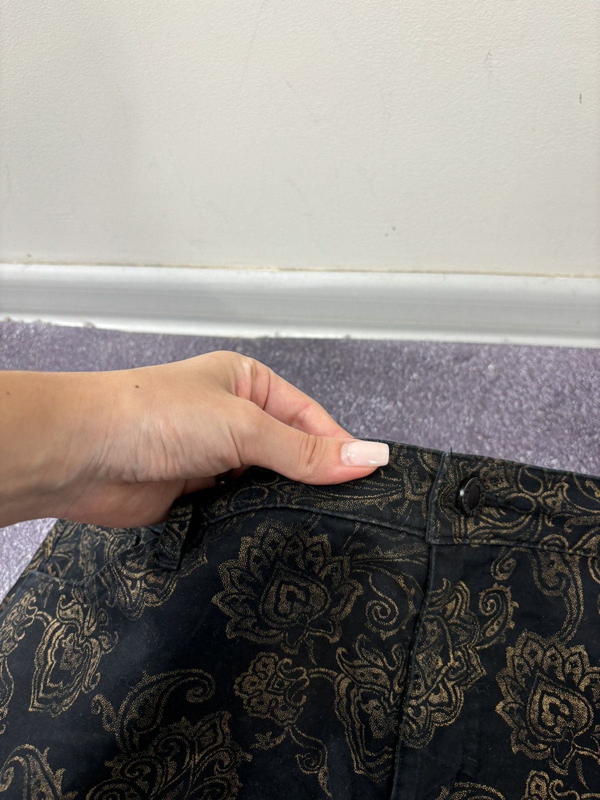 Lauren Ralph Lauren Lauren Ralph Lauren Women’s Gold Floral Black Pants Jeans Size 36" / US 14 / IT 50 - 8 Thumbnail