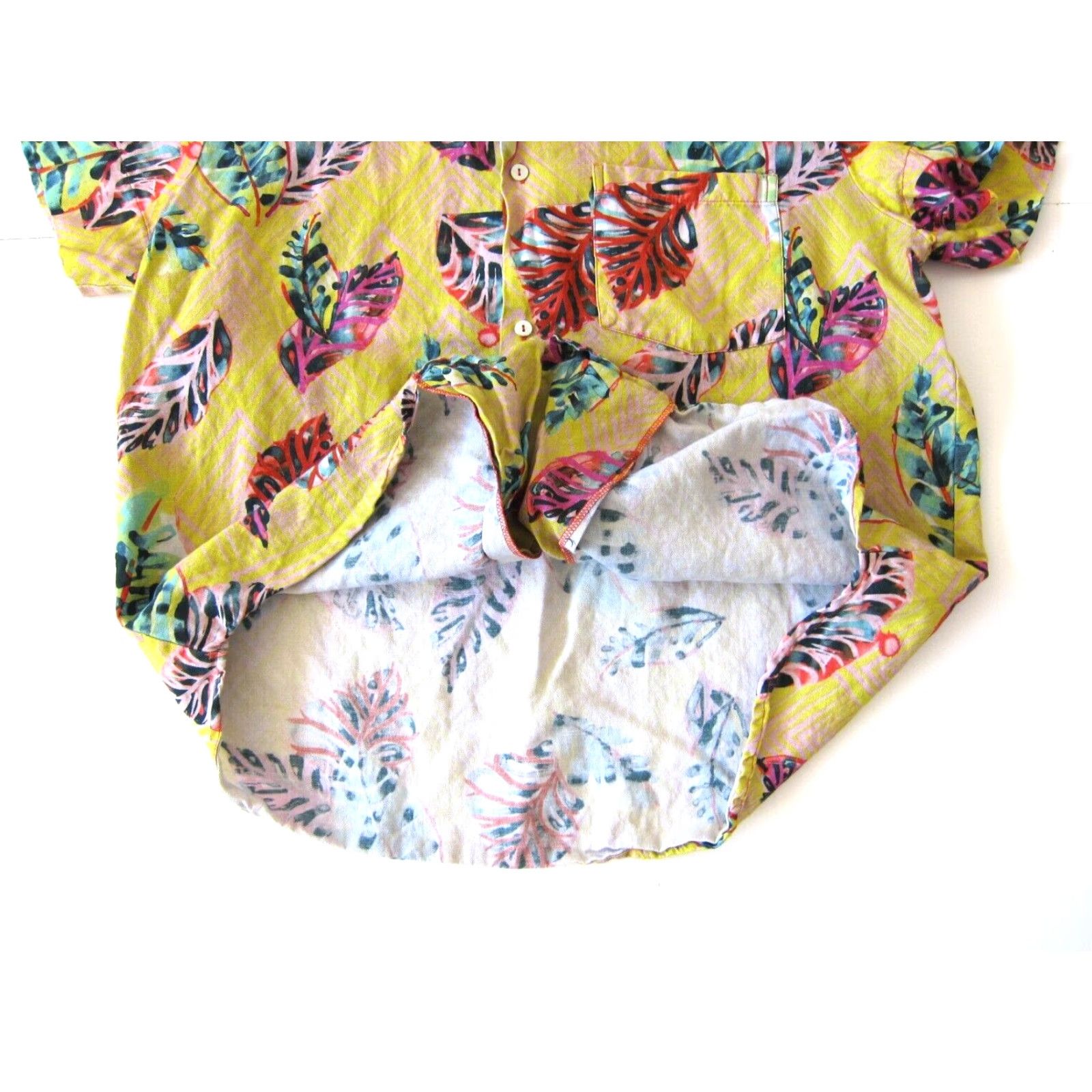 Pinko Sigal Linen Cotton Floral Hawaiian Button Down Shirt Men Small Yellow Pink Green Mens Size US S / EU 44-46 / 1 - 6 Thumbnail