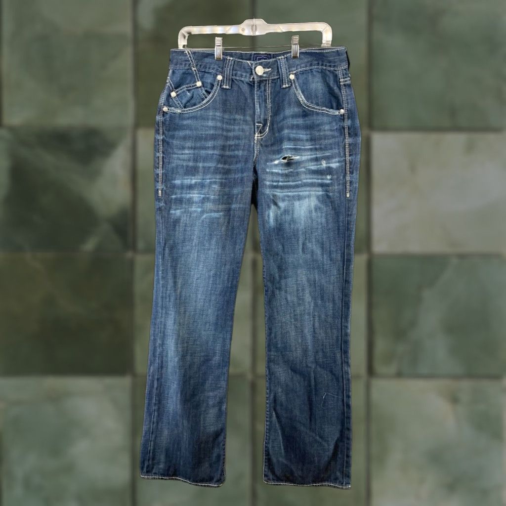 Vintage Mens Rock Republic Rebellion Jeans 33x32 Button Pocket Thick Stitch Size US 33 - 1 Thumbnail