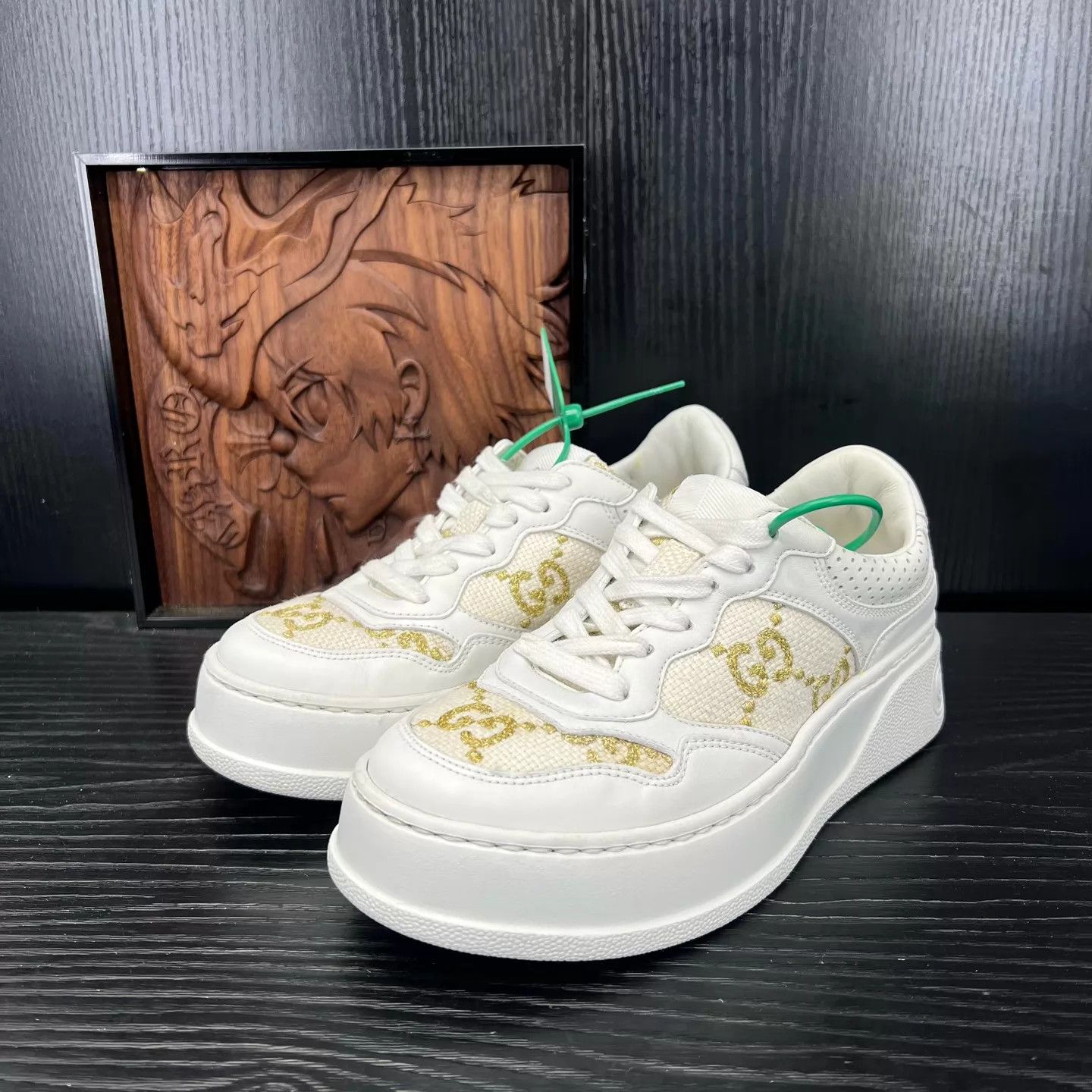 Gucci Gucci Biscuit Shoes White Gold 36.5 Size US 6 / IT 36 - 1 Thumbnail