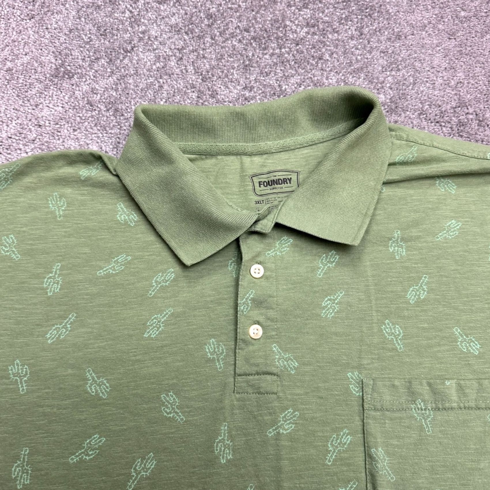 Vintage Foundry Cactus Polo Shirt Mens 3XL Green Short Sleeve Slub Cotton Polo Size US XXL / EU 58 / 5 - 3 Thumbnail