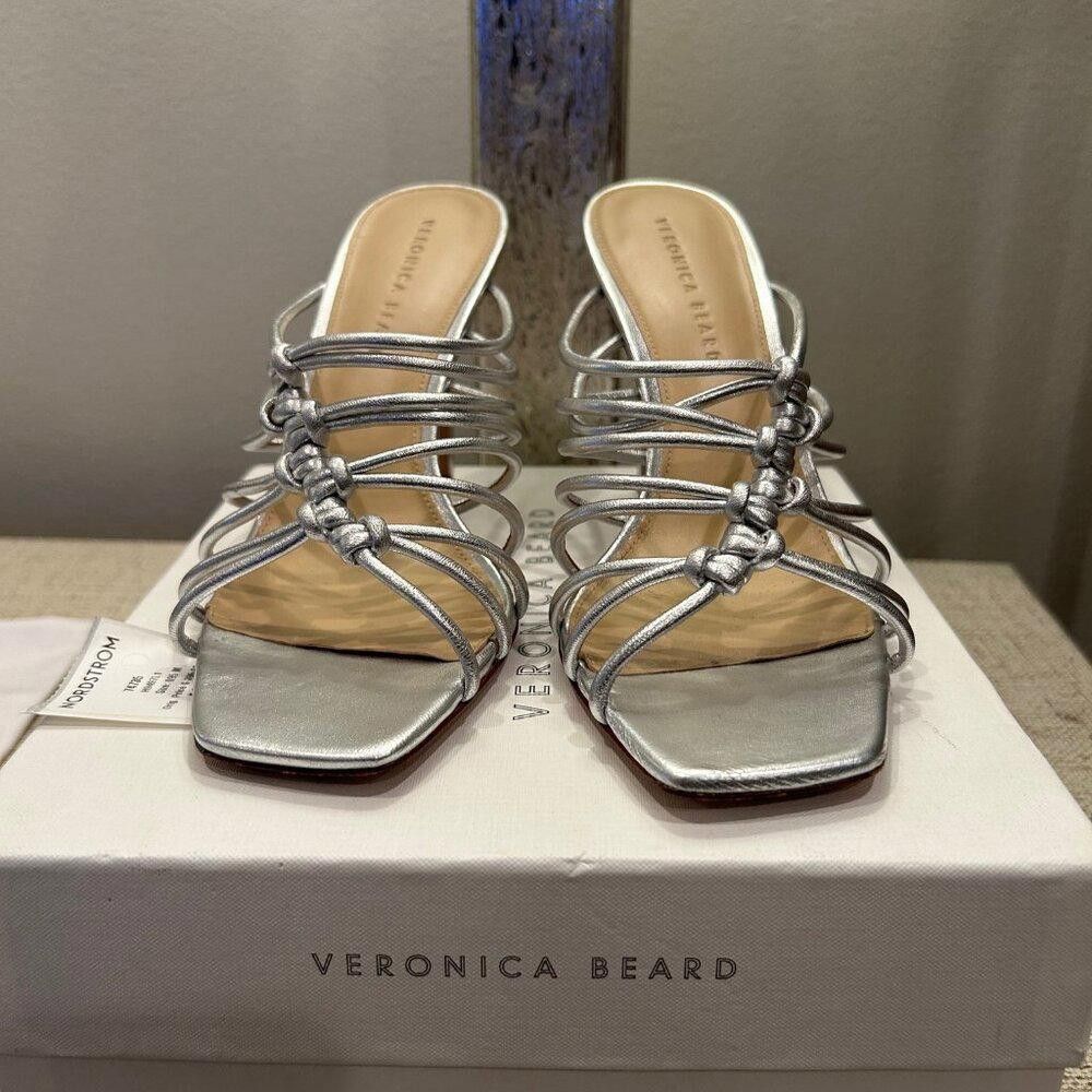 Designer Veronica Beard AVITA Strappy Mule in Silver Size US 9 / IT 39 - 3 Thumbnail