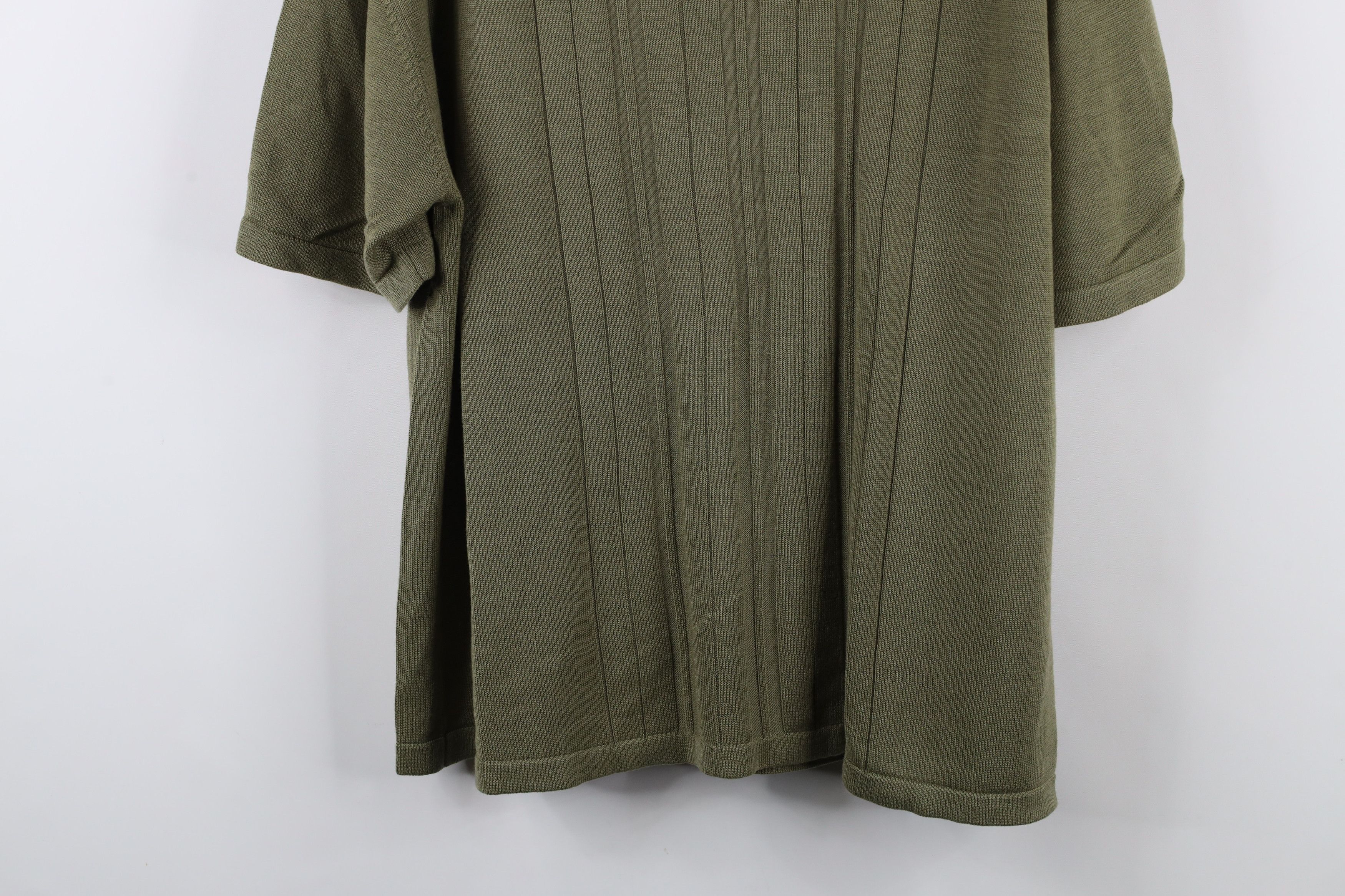 Vintage Vintage 90s Streetwear Ribbed Knit Collared Polo Shirt Green Size US L / EU 52-54 / 3 - 3 Thumbnail