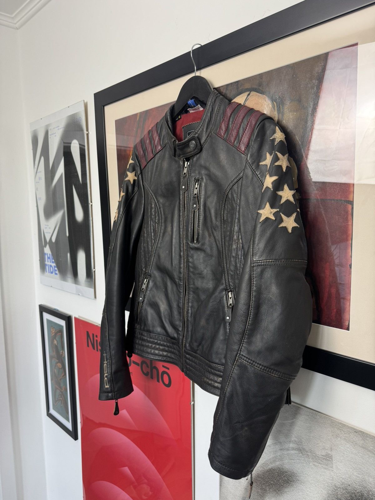 Genuine Leather Vintage 90s Cropped Boxy Leather Racing Jacket Hype Stars Size US S / EU 44-46 / 1 - 2 Thumbnail